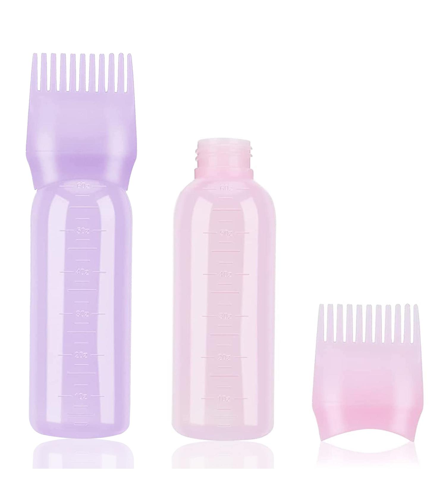 2pcs Hair Oil Applicator Bottle 60ml - Pink+Purple Hair Dye Brush Bottle for Salon Use - Buy Online on GoSupps.com
