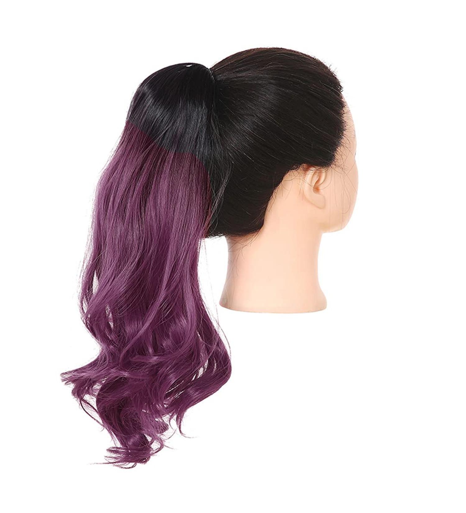 26-Inch Synthetic Shadow Curly Ponytail Extensions - Clip-In Afro Wavy Hair Piece - Blonde Pink Black to Purple - Buy Online on GoSupps.com