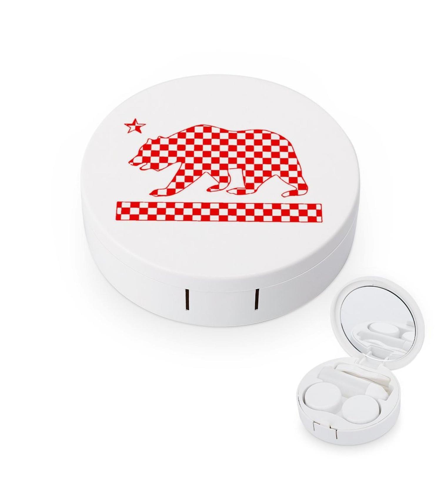 California Checker Bear Flag Contact Lens Case - Portable Round Storage Box with Mirror for Travel & Daily Use - Buy Online on GoSupps.com
