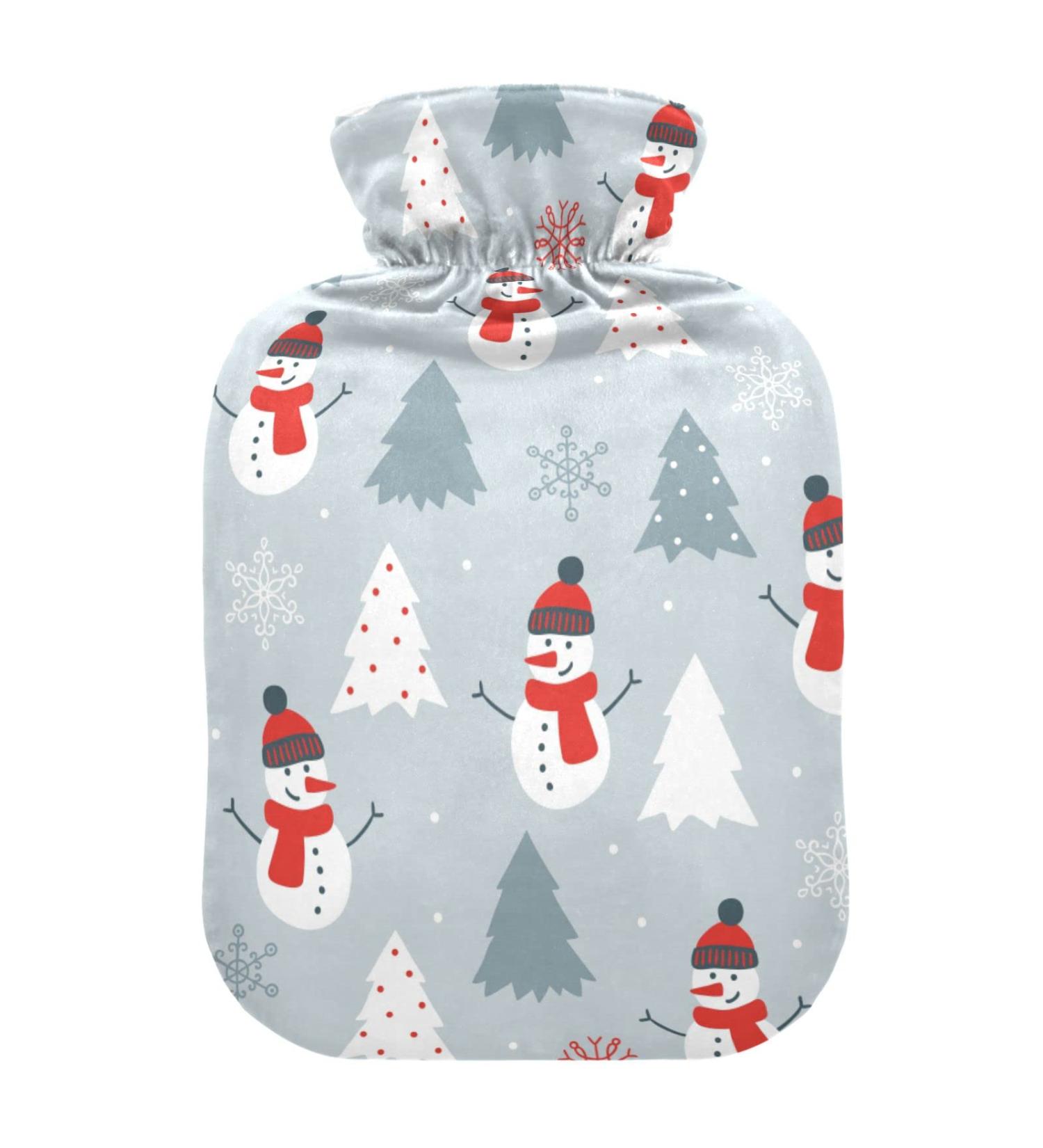 Christmas Snowman Heat Bottle with Cover - 1L Heating Bag for Pain Relief Hand & Foot Warmer for Headaches & Back Pain - Buy Online on GoSupps.com