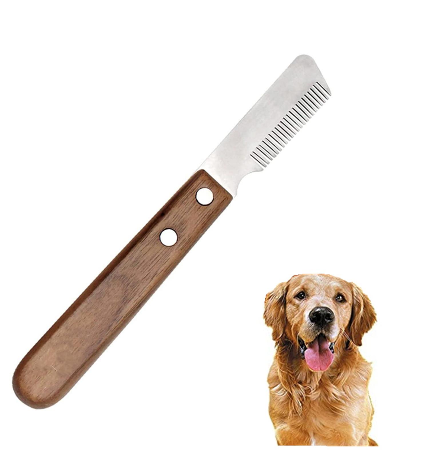 Professional Pet Hair Removal Comb with Wooden Handle - Right Hand Deshedding Tool - Buy Online on GoSupps.com