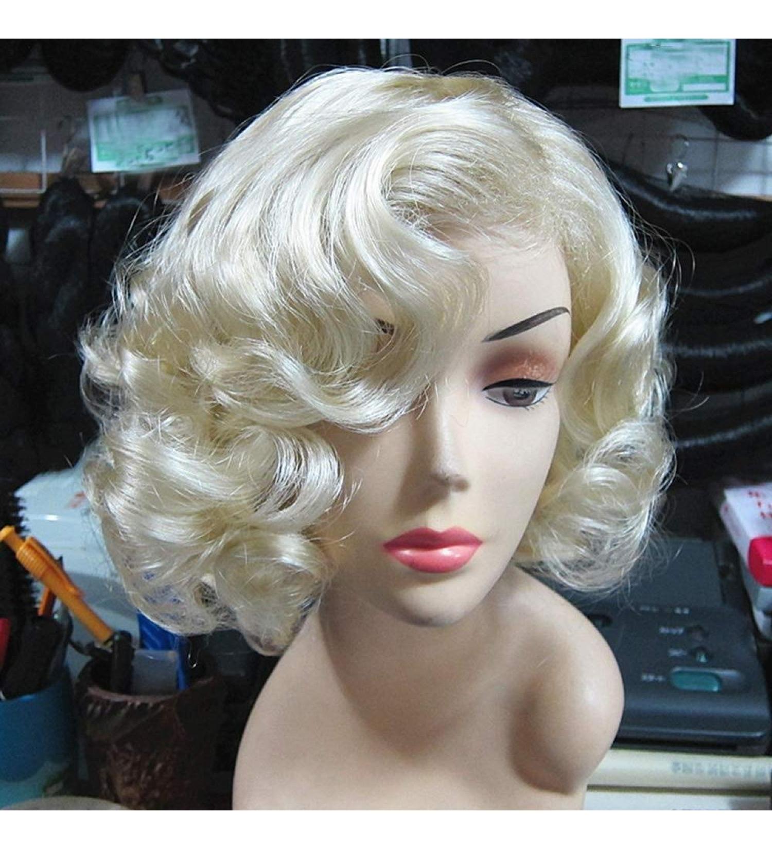 Hairpieces Wig Marilyn Monroe Wig Gold European and American Models Short Curly Hair Foreign Trade Original Single Light Yellow