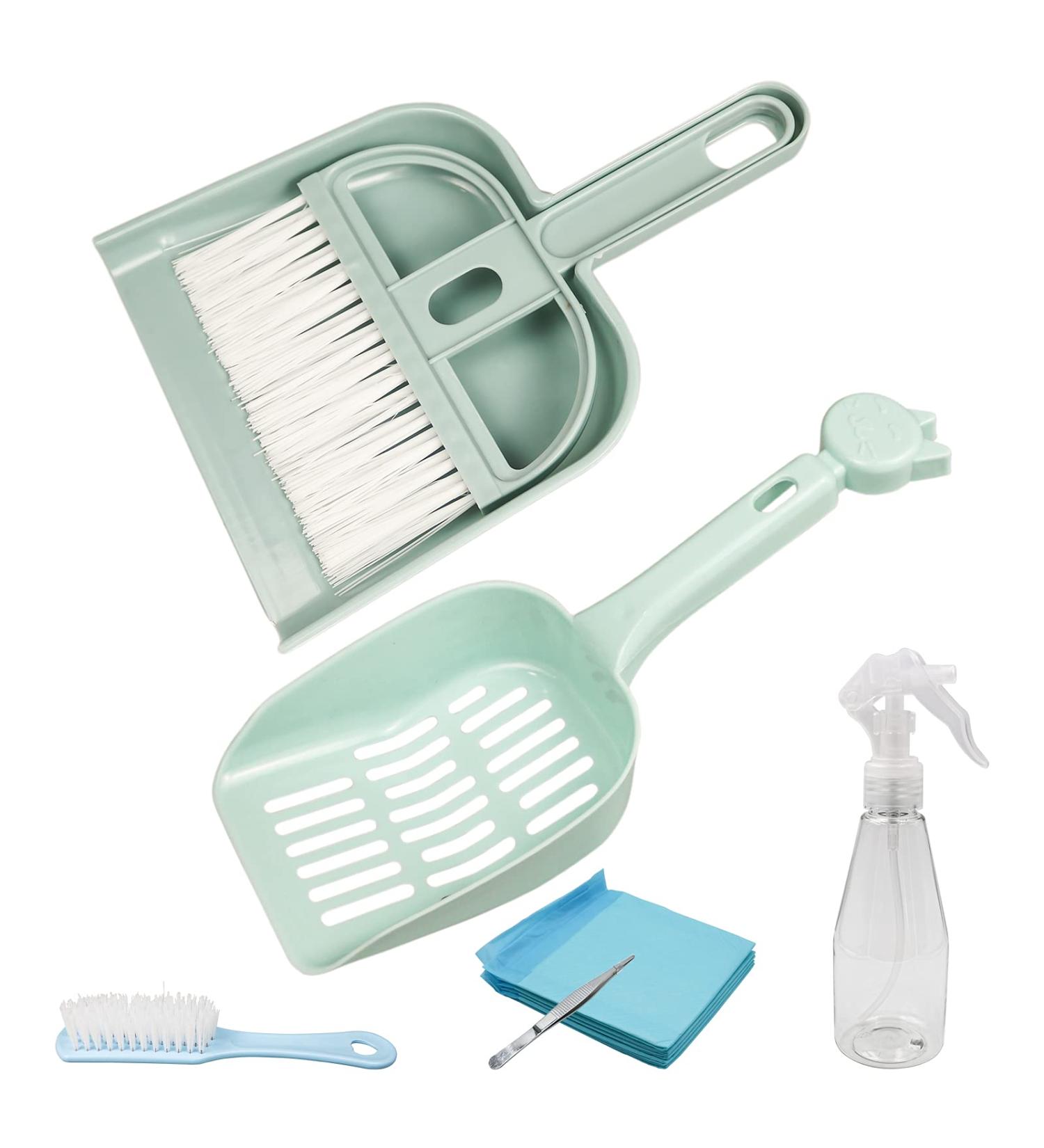 Roundler Pet Sweeper Set - Mini Broom & Cleaning Brush for Rabbits Guinea Pigs & Hamsters | Includes Spray Bottle & Sand Shovel | Blue - Buy Online on GoSupps.com
