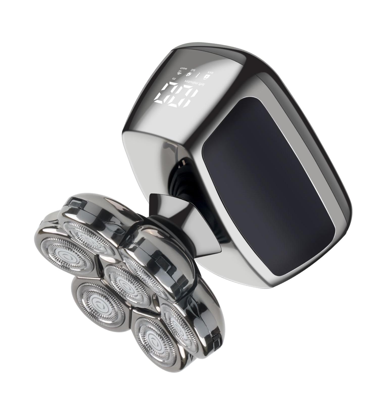 Qhecomce Head Shavers for Men 6-in-1 Elctric Razor for Bald Men 7D Wet/Dry Cordless Men's Electric Shaver Waterproof Grooming Kit - Wireless and Type-C Charging (Black&Silver) - Buy Online on GoSupps.com