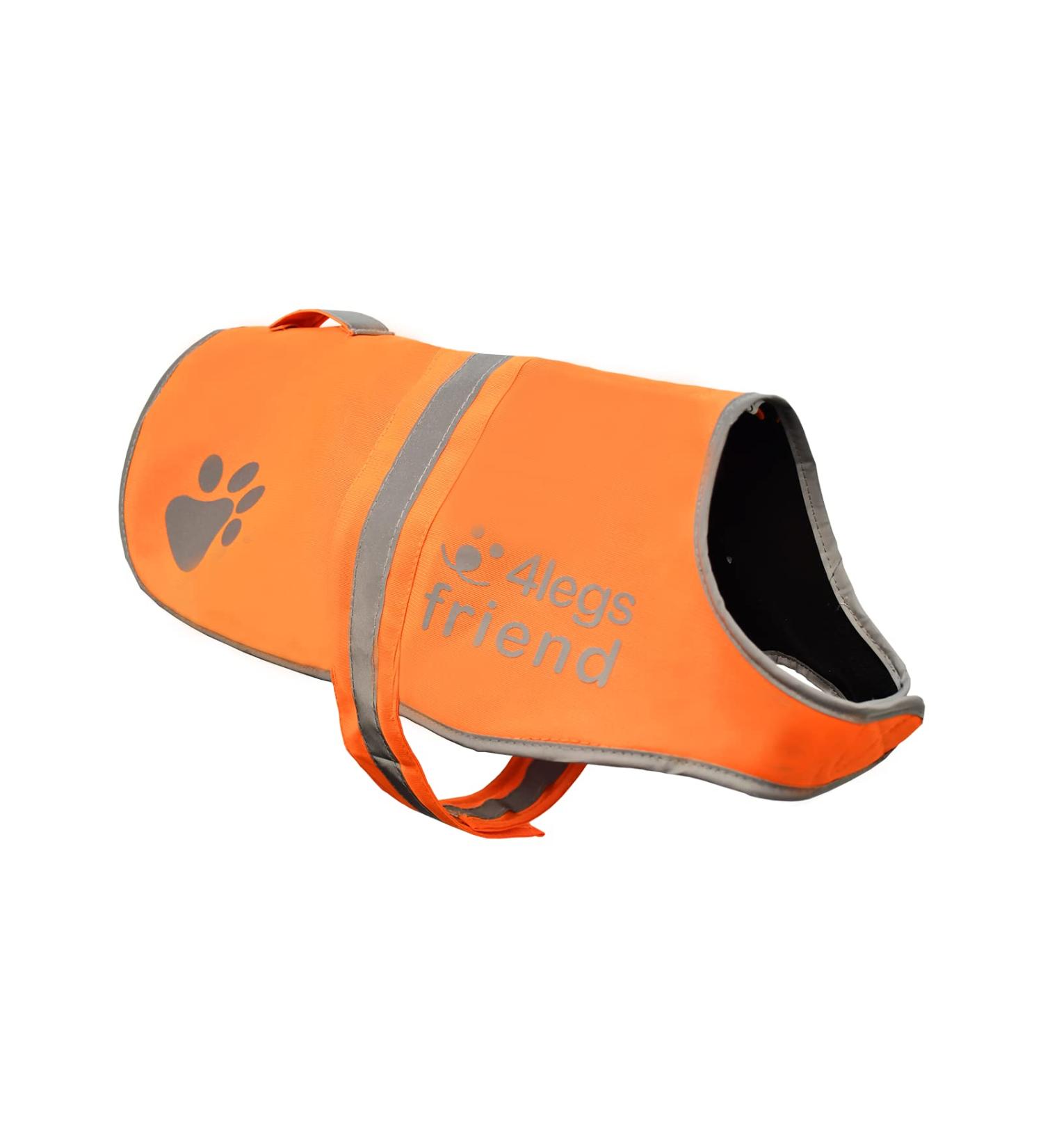 High Visibility Reflective Light Fleece Dog Coat - 5 Sizes Leash Hole Safe for Outdoor Activities - Orange - Buy Online on GoSupps.com