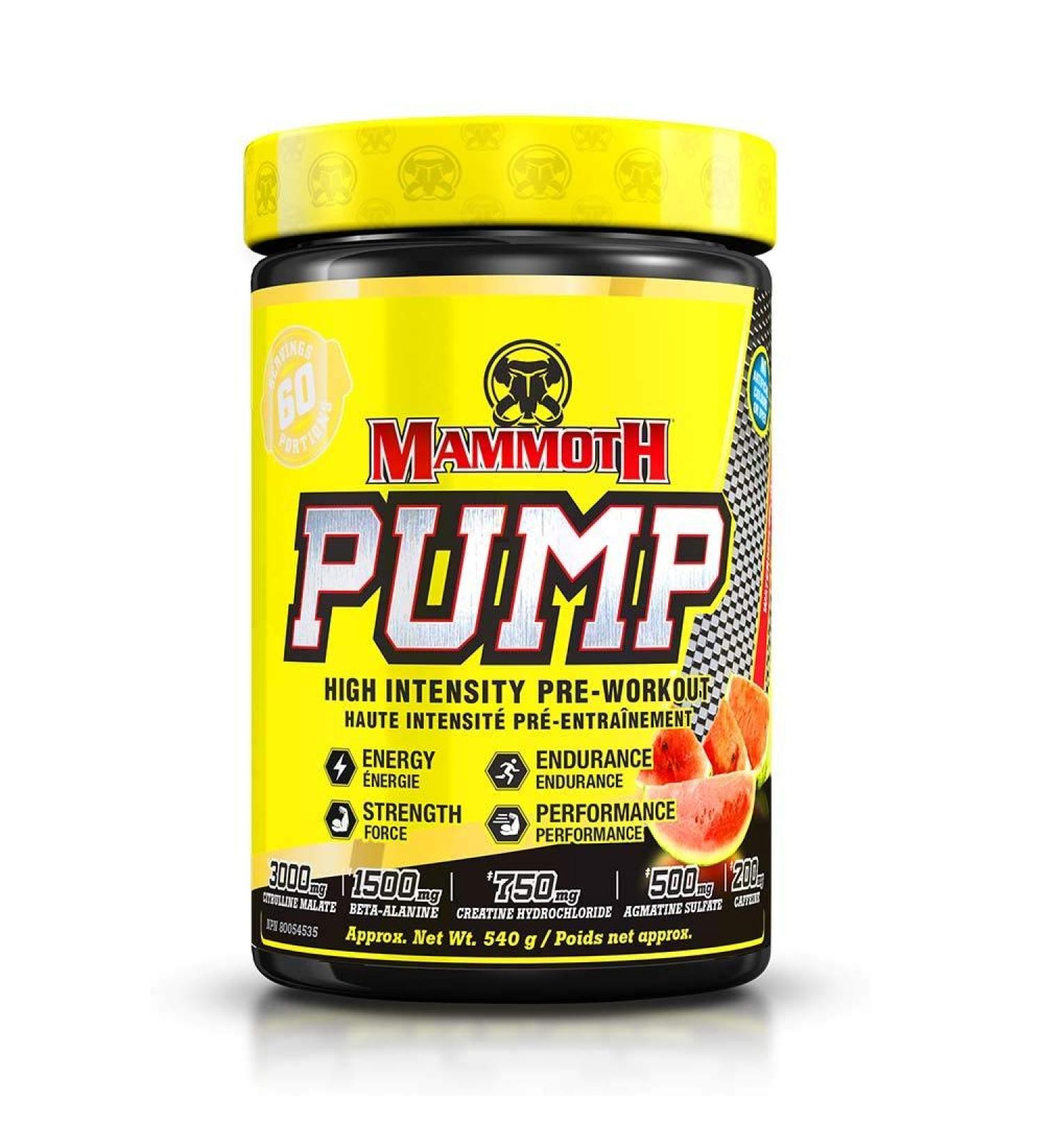 MAMMOTH PUMP Pre Workout Powder Superior Muscle Pumps Increase Strength & Endurance Explosive Power & Energy Supplement Heightened Focus Quick Recovery Reduced Soreness (60 Serves Watermelon) Watermelon 1 Count (Pack of 1) - Buy Online on GoSupps.com