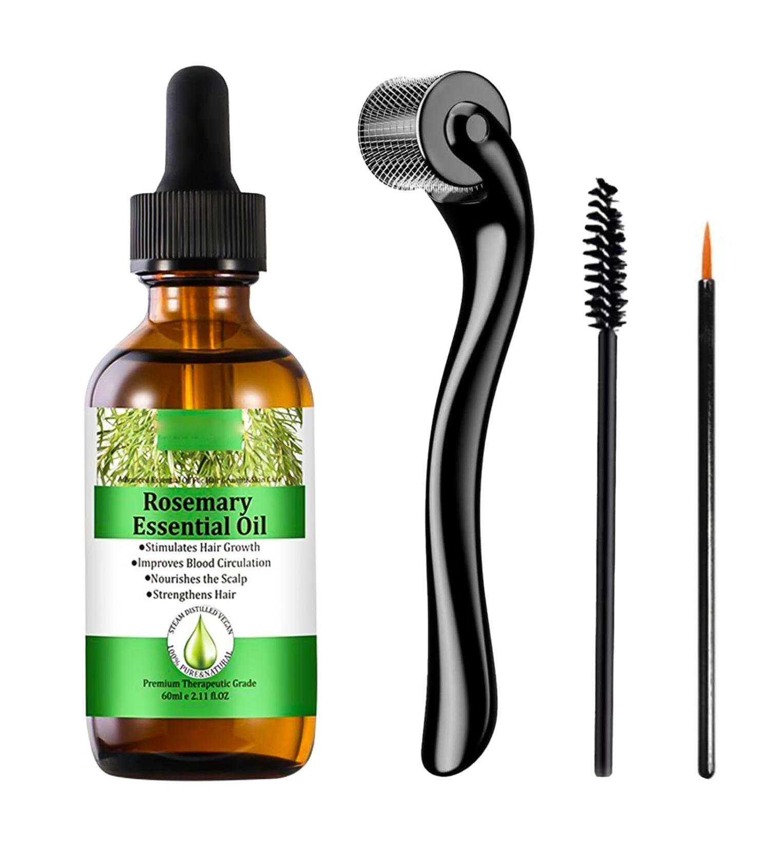 Rosemary Oil for Hair Growth Natural Organic Rosemary Essential Oil and Derma Roller Diluted for Eyelash Beard Eyebrows Face Skin Care Hair Loss Treatment Nourishes The Scalp Improve Blood Circulation - Buy Online on GoSupps.com