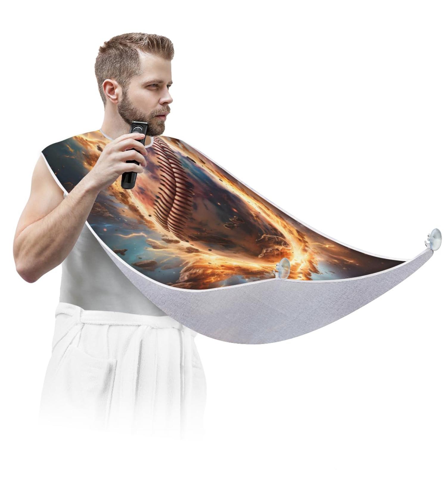 Sport Burning Ball Beard Bib Apron | Beard Hair Catcher for Men | Perfect Gift for Father's Day Anniversaries & Christmas | Includes 2 Suction Cups - Buy Online on GoSupps.com