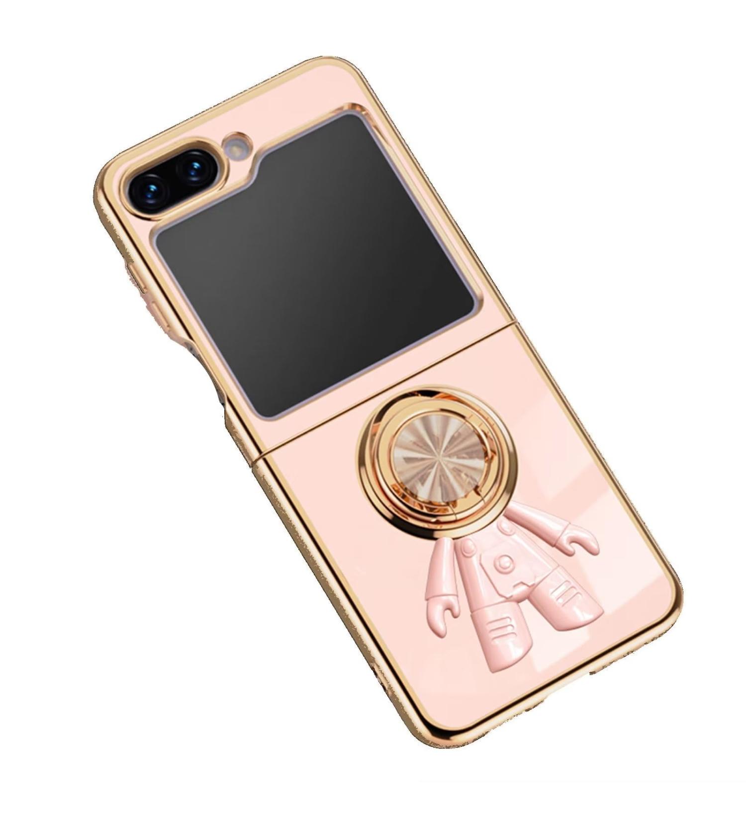 Tivenfezk Nadoli for Samsung Galaxy Z Flip 5 - Astronaut Hidden Stand Shell Ultra Thin Coating 360 Ring Stand Soft Silicone Scratch-Resistant Pink Protective Cover - Buy Online on GoSupps.com