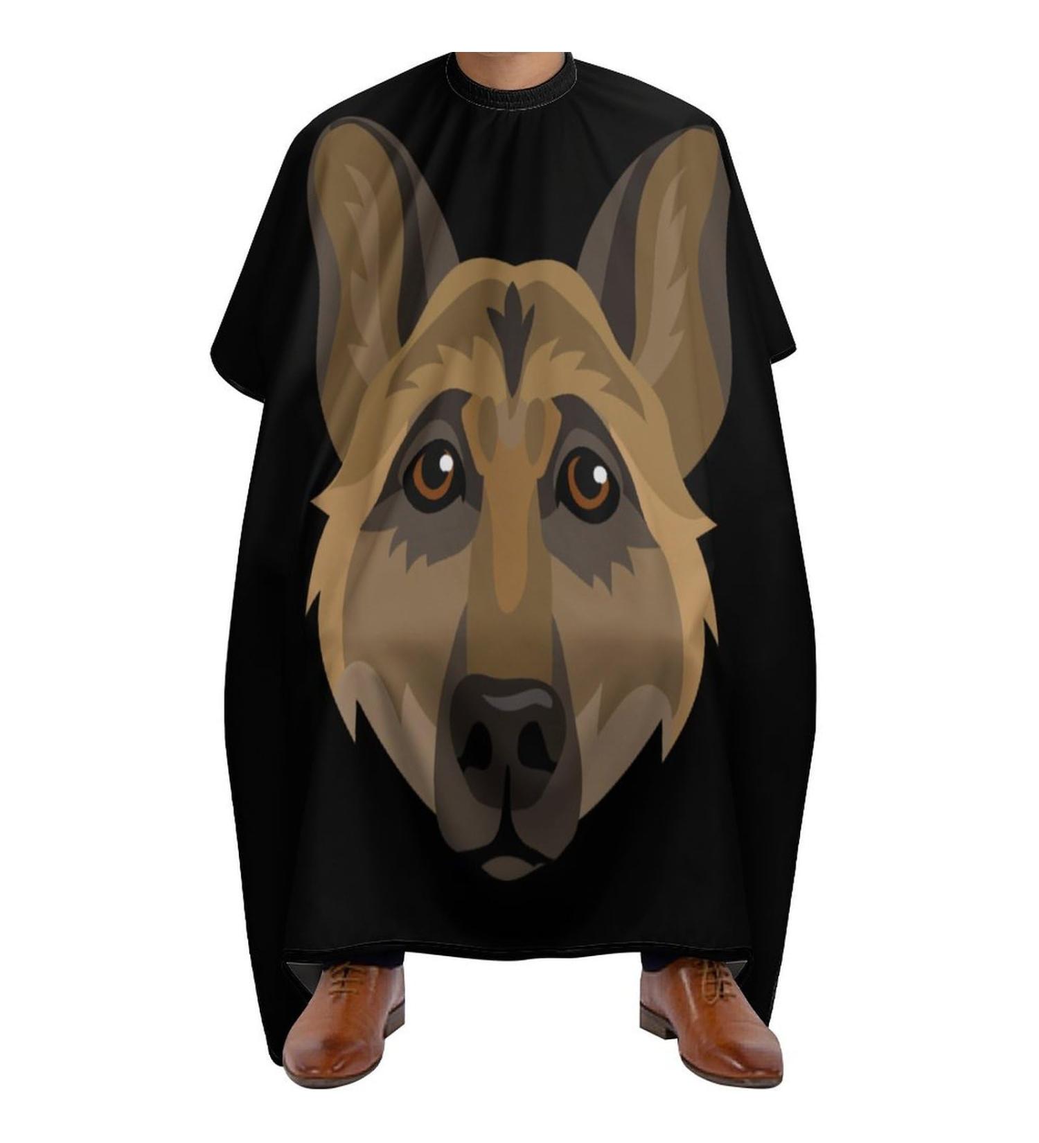 German Shepherd Dog Face Cutting Cape | Professional Hair Salon Apron with Snap Closure for Hairdressing - Buy Online on GoSupps.com