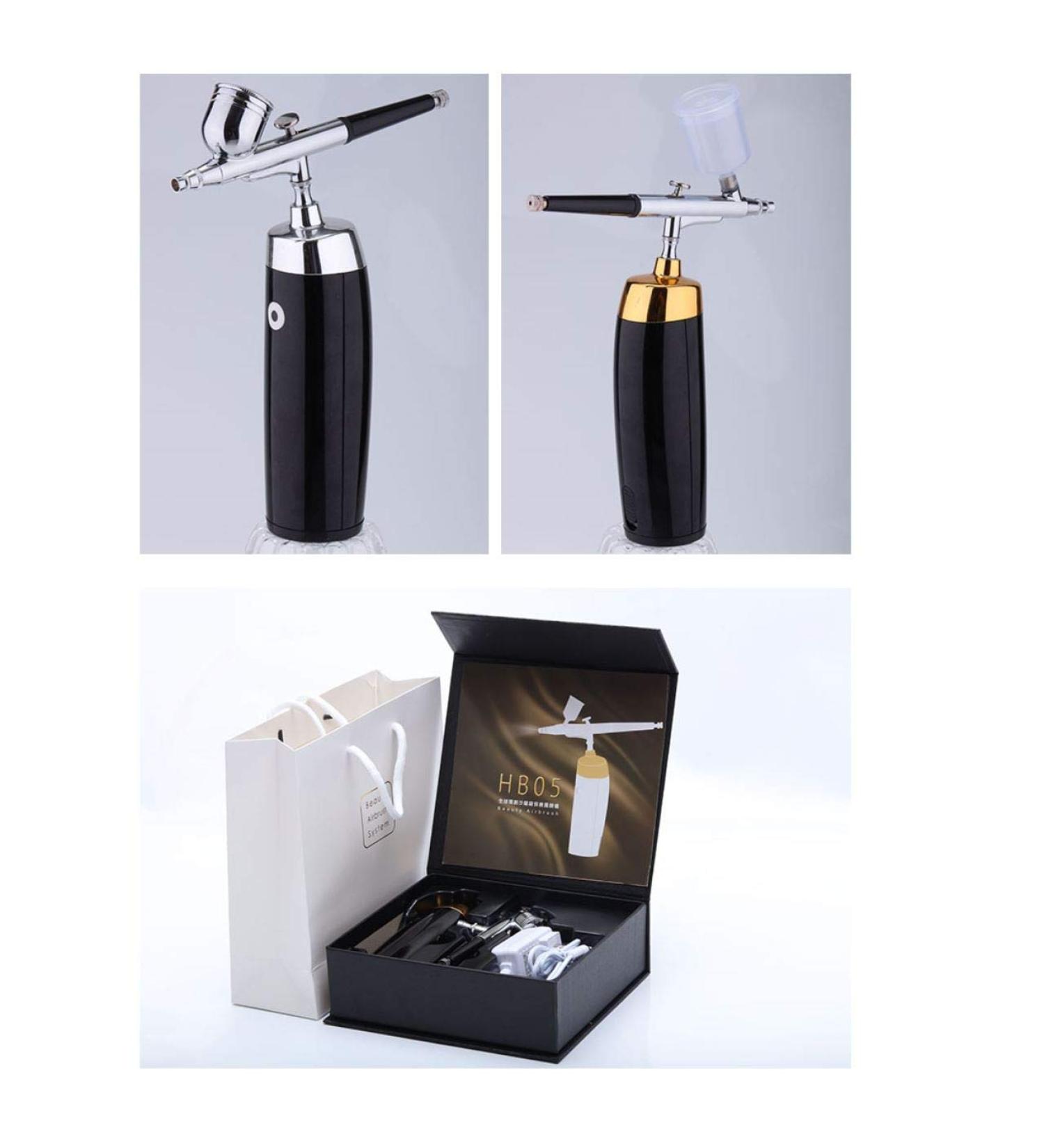 I.E.E. Rechargeable Portable Makeup Airbrush Set - Mini Compressor for Tattoo, Nail Art, Face Paint - Black + Silver - Buy Online on GoSupps.com