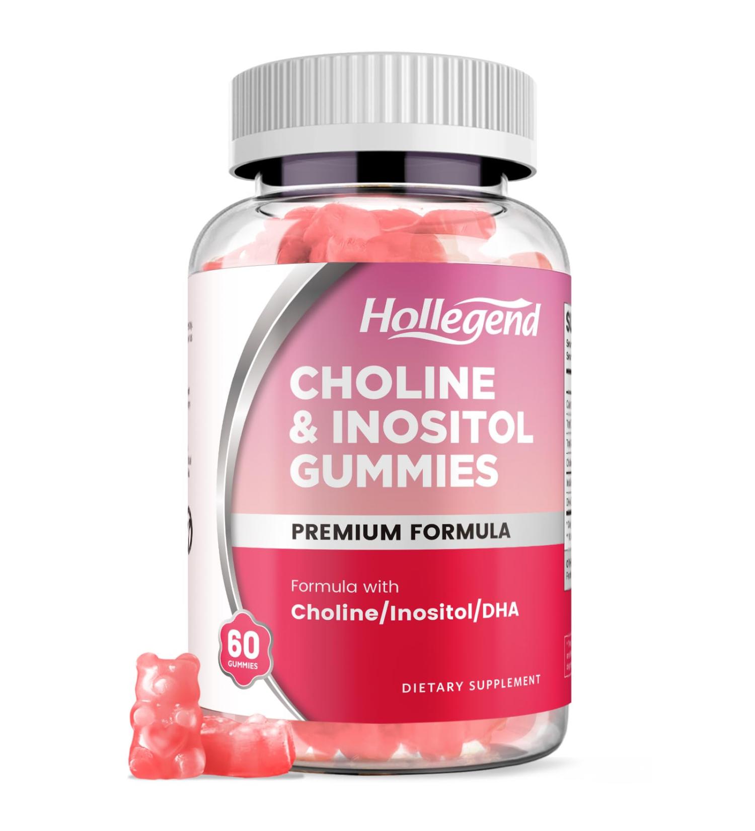 Prenatal Choline Inositol Gummies Chewable Choline Supplement with DHA Prenatal Vitamin for Women & Kids Support Nervous System Immune & Brain Health Vegan Strawberry Flavor Sugar Free 60 Ct - Buy Online on GoSupps.com