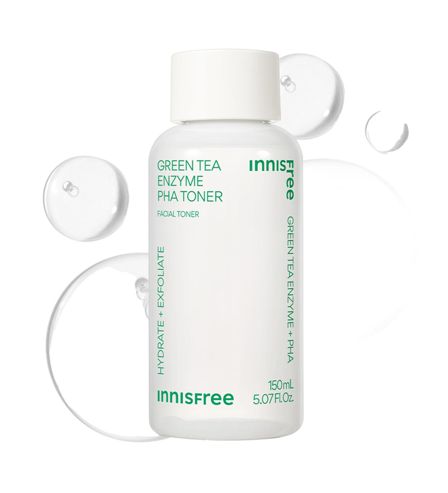 innisfree Green Tea Enzyme PHA Toner with Hyaluronic Acid Hydrating Korean Exfoliating Essence for Smooth Glowing Skin 5.07 oz / 150 ml - Buy Online on GoSupps.com
