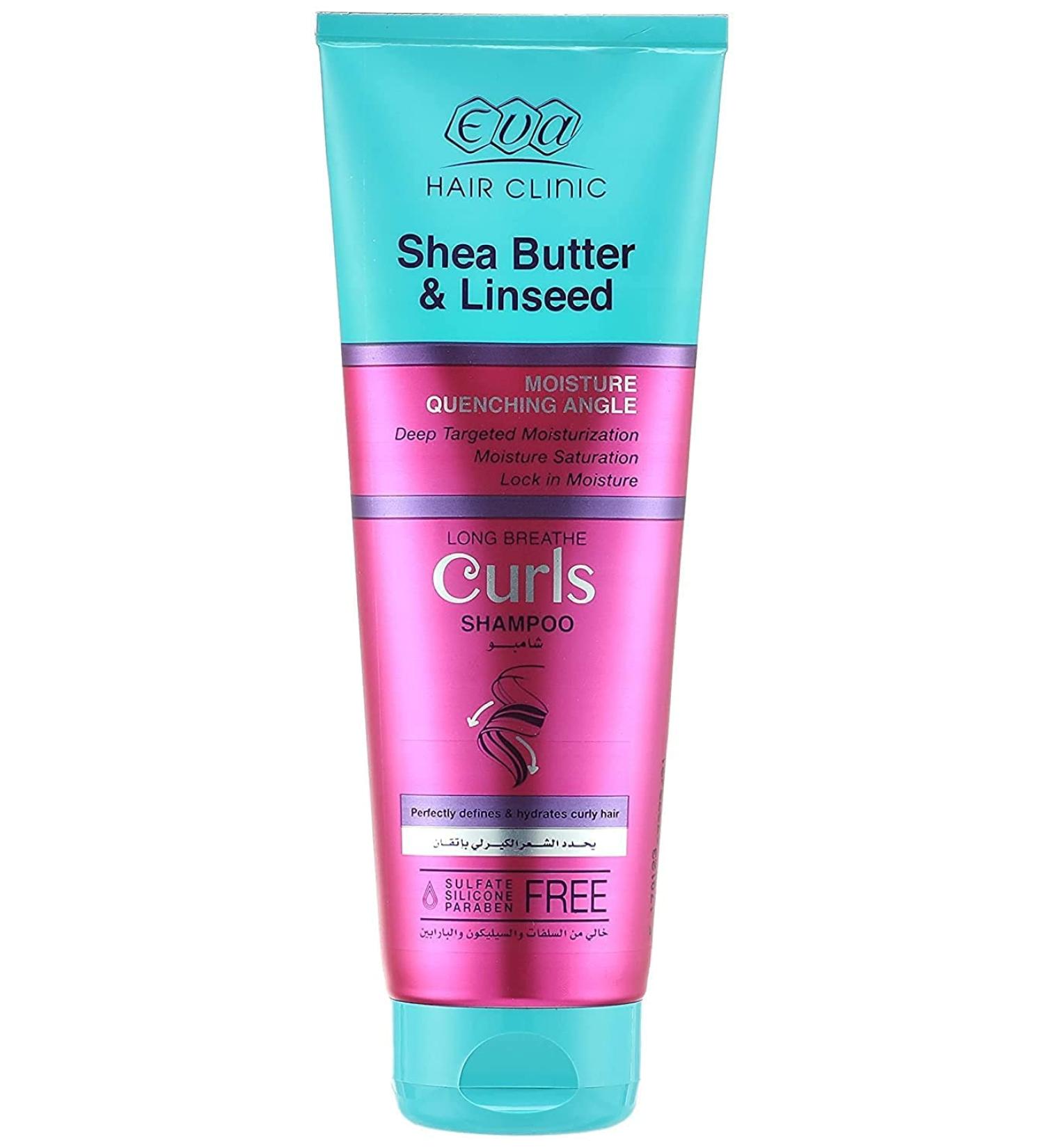 Eva Hair Clinic Curls Shampoo - Shea Butter & Linseed (230ml) | Detangles Improves Styling Prevents Split Ends -  - Buy Online on GoSupps.com