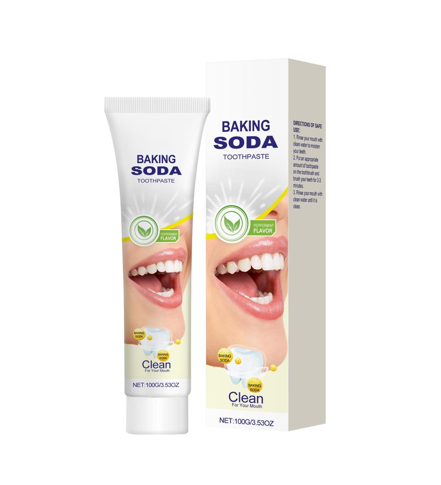 Baking Soda Toothpaste Whitening Toothpaste for Stain Removal and Freshening Breath Protects Gums Stains and Tartar Freshens Breath and Whitens Teeth - Buy Online on GoSupps.com