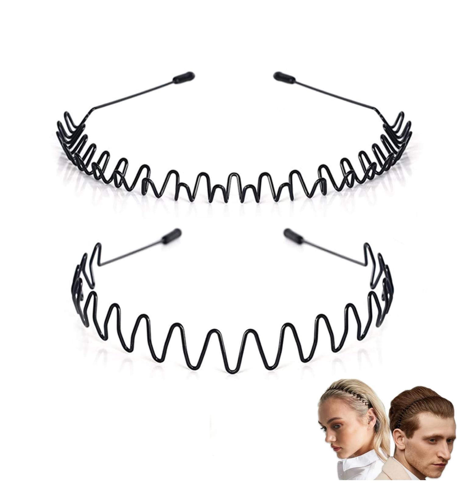 Men's Black Metal Headband Set - Non-slip Sports Hair Bands for Outdoor and Daily Wear (2pcs) - Buy Online on GoSupps.com