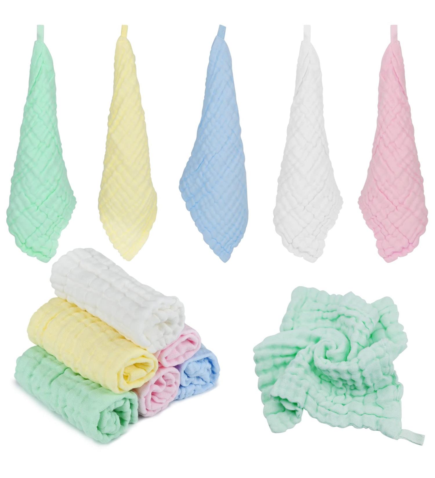 12 Pcs Baby Muslin Washcloths(30 x 30cm) Natural Cotton 6 Layer Baby Muslin Square Wipes Muslin Cotton Towel for Newborn Baby Gift - Buy Online on GoSupps.com