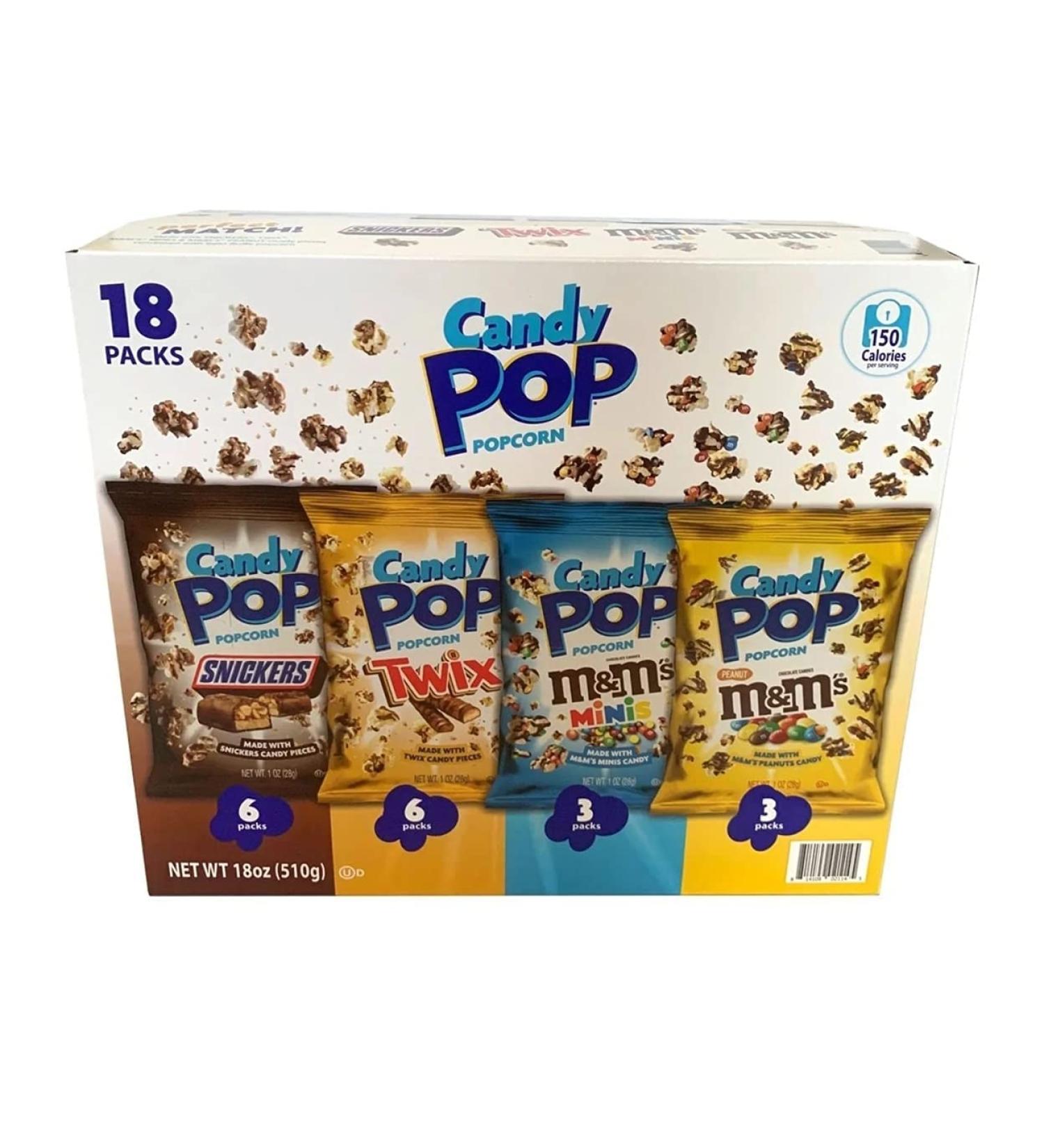 Snack Pop Candy Pop Popcorn Variety Pack - 18 Bags, 1oz Each - Buy Online on GoSupps.com
