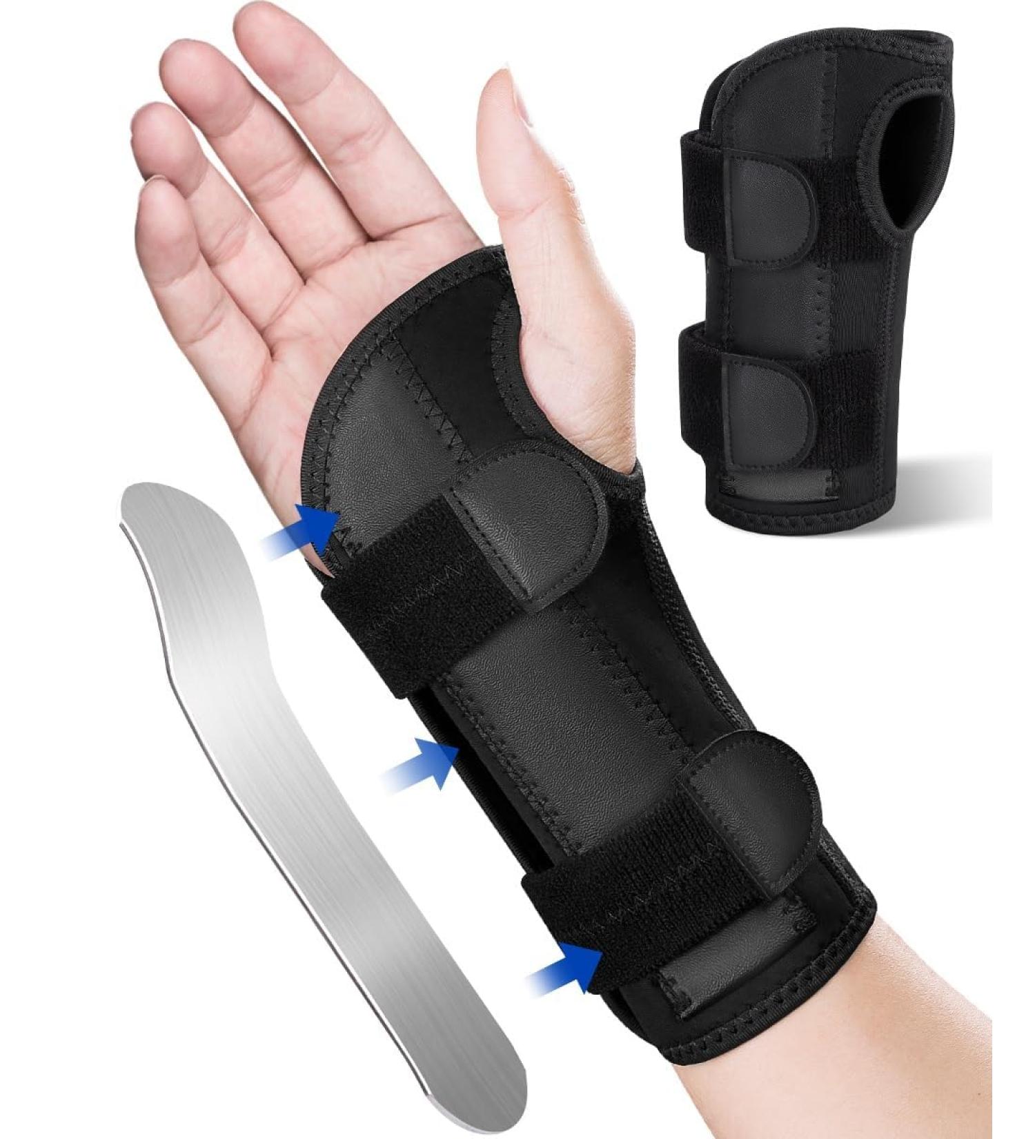 Wrist Brace with Metal Wrist Splint Carpal Tunnel Wrist Brace for Night Sleep Adjustable Wrist Support Men Women for Tendonitis Arthritis Pain Relief - Right Hand Small Fit Wrist 5.1-6.9 inch Right Hand-black Small - Buy Online on GoSupps.com
