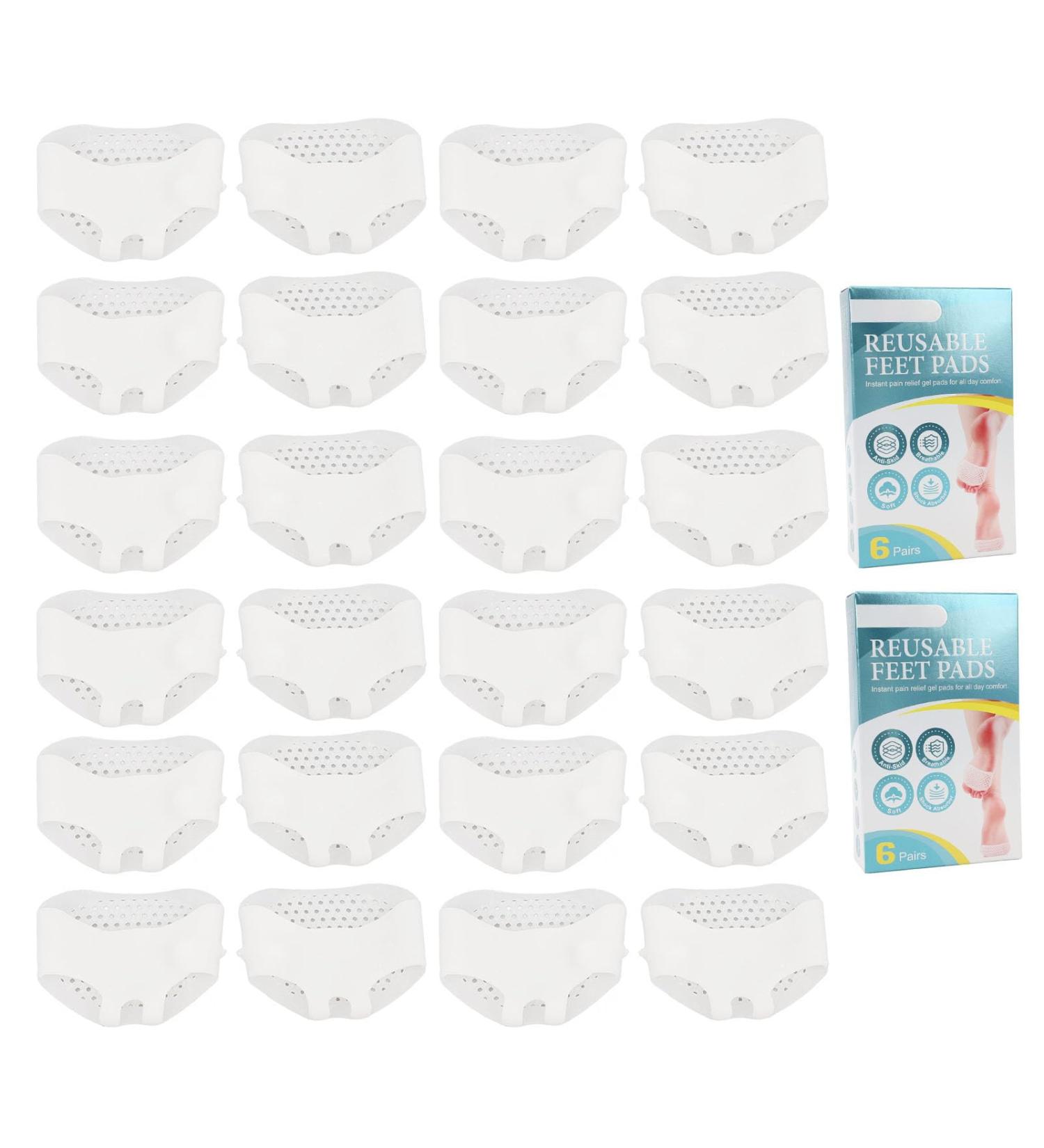 12 Pairs Breathable Silicone Foot Cushions - Non-Slip Shockproof Metatarsal Pads for Comfort in Work Travel & Shopping - Buy Online on GoSupps.com