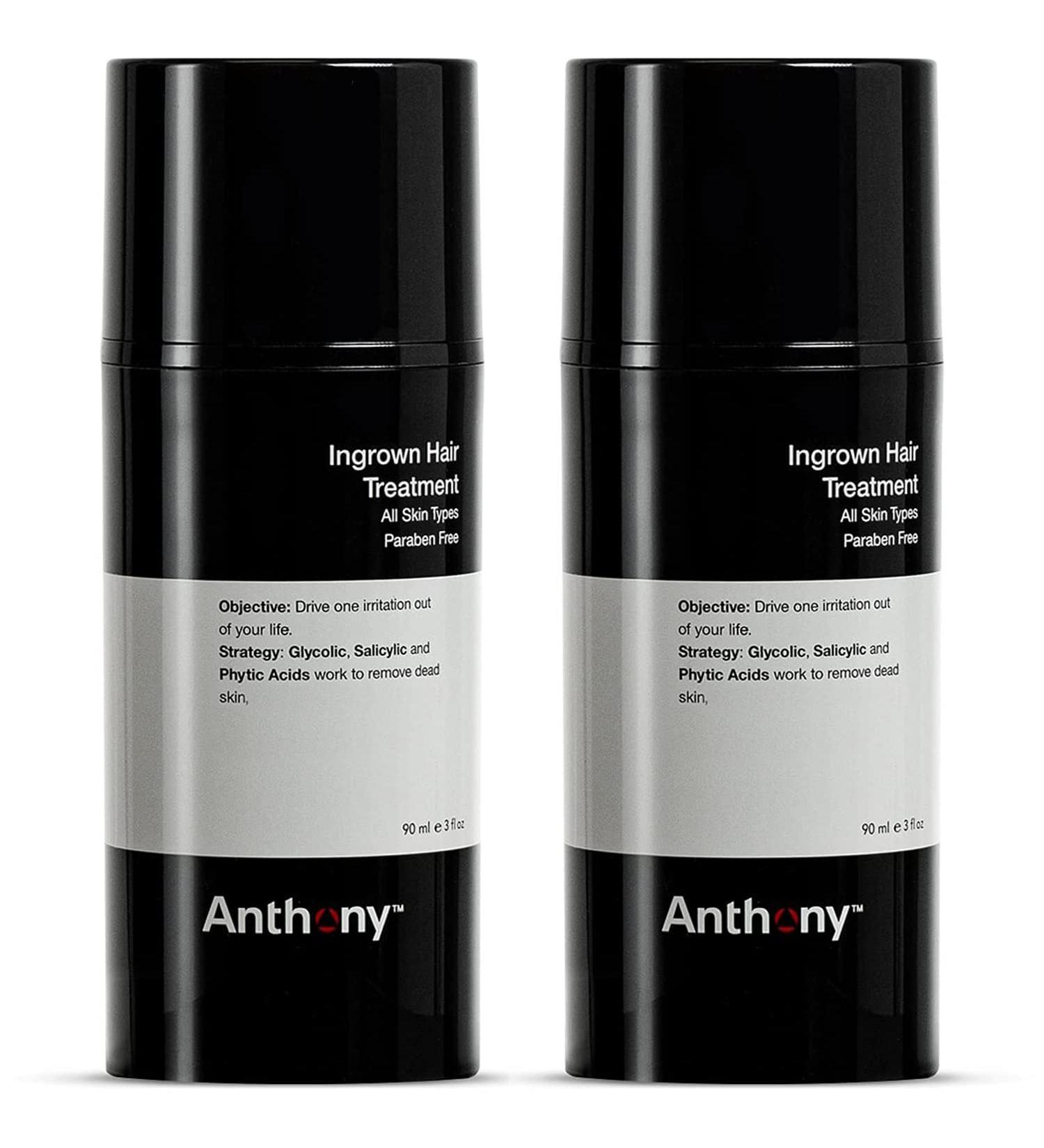 Anthony Men's Ingrown Hair Treatment Duo - Razor Burn Scar Calming Gel for Bump Removal & Redness Elimination - 3 Fl. Oz (Pack of 2) - Buy Online on GoSupps.com