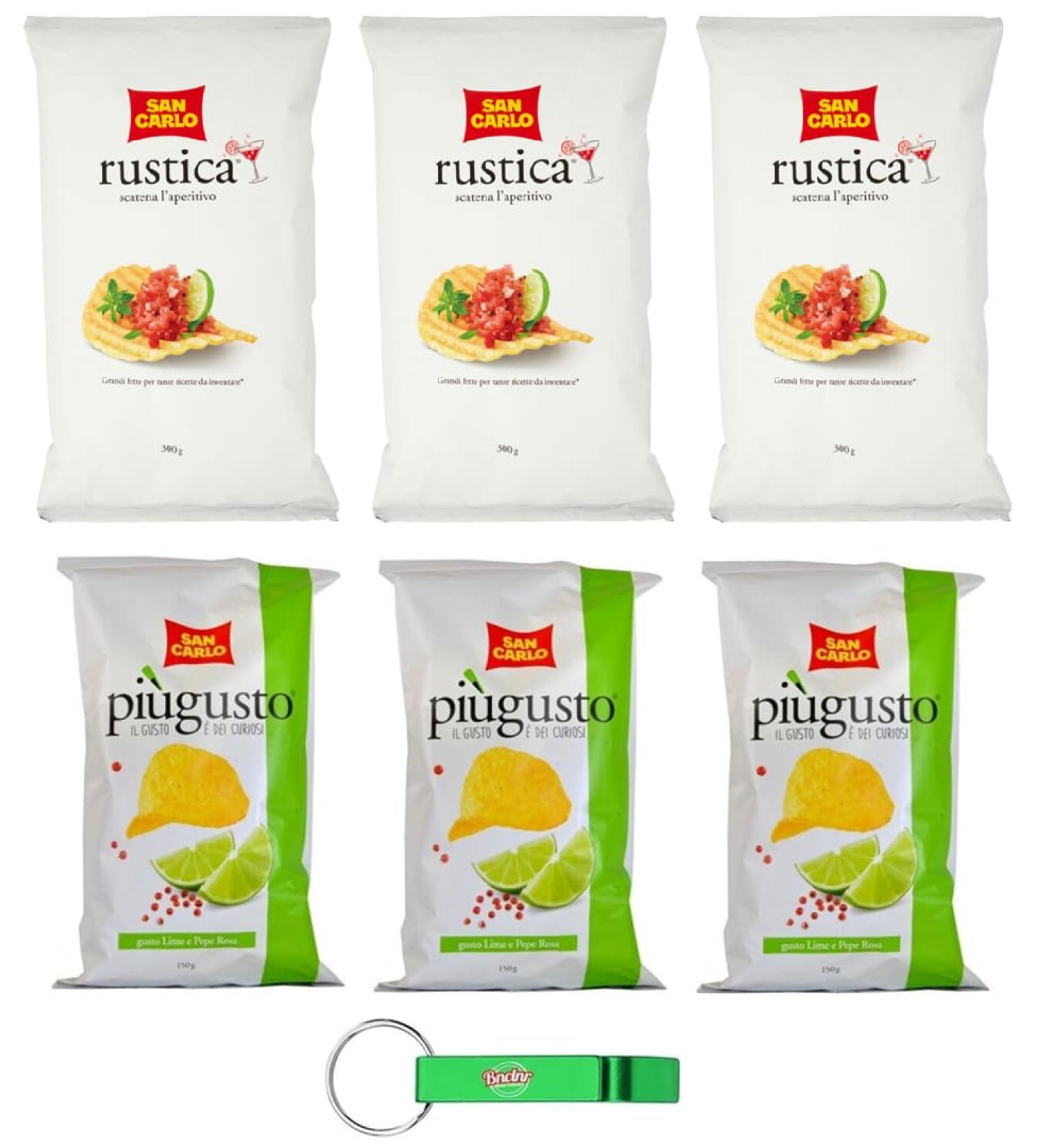 Lot de 6 paquets de test San Carlo Patatine citron vert et poivre rose 3 x 150 g Rustica 3 x 300 g sachet de chips de pommes de terre porte-cl s Beni Culinari - Buy Online on GoSupps.com