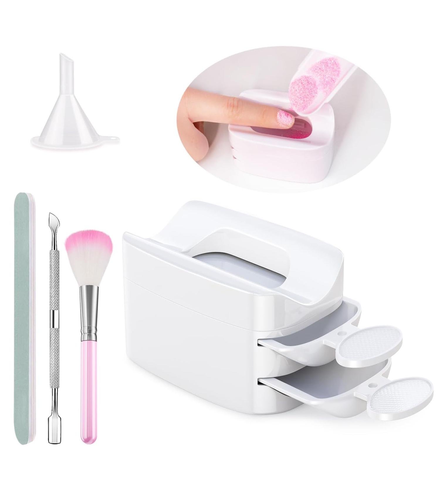 2 Set Nail Dip Powder Portable Nail Dipping Powder Kit Featuring Nail Dust Brush and Metal Cuticle Pusher For High Quality Home Manicure Experience - Buy Online on GoSupps.com