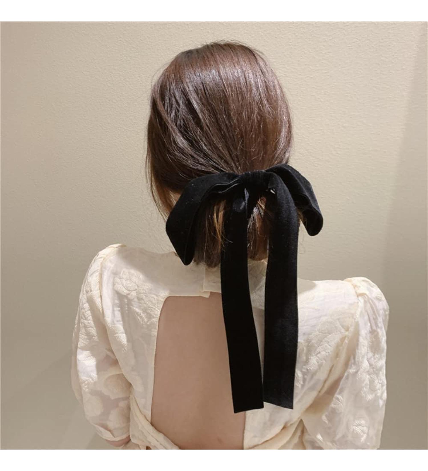 Long Velvet Hair Bow Tail Large Bow Hair Clips Big Satin Bow Headwear for Women and Girls Gifts - Buy Online on GoSupps.com