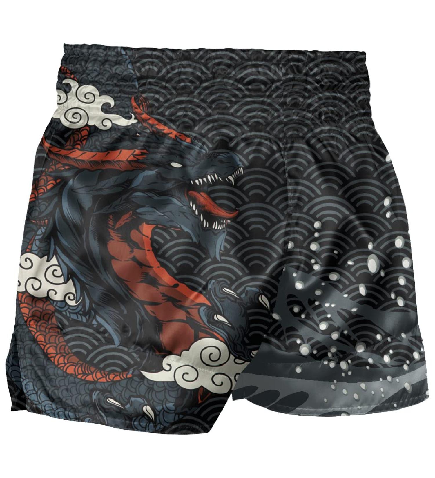 Men's Muay Thai Boxing Shorts Sea Wave Dragon Design | MMA Training Trunks - Buy Online on GoSupps.com