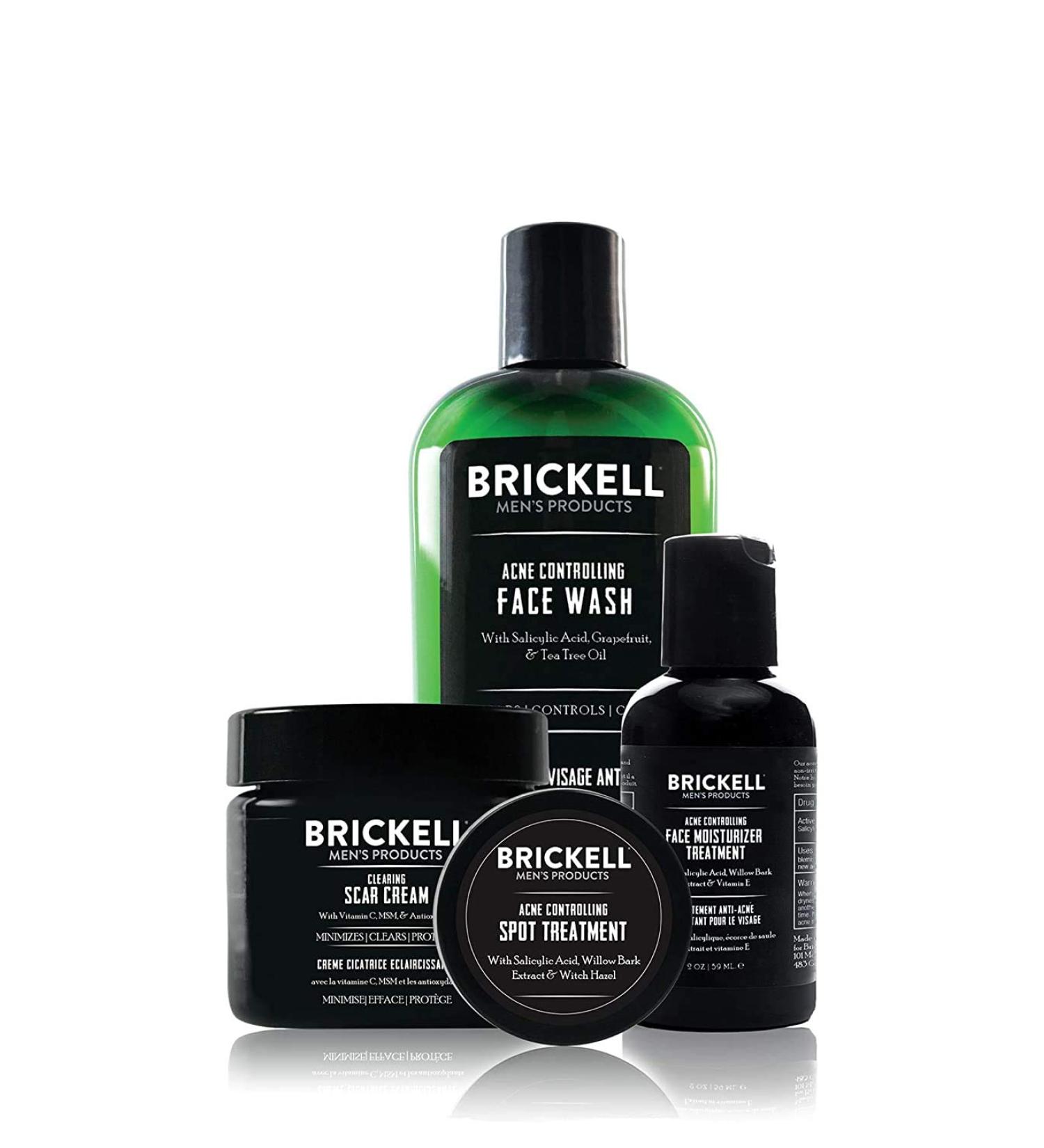 Brickell Men's Acne Control Set | Natural Face Wash Moisturizer Spot Treatment & Scar Cream - Buy Online on GoSupps.com