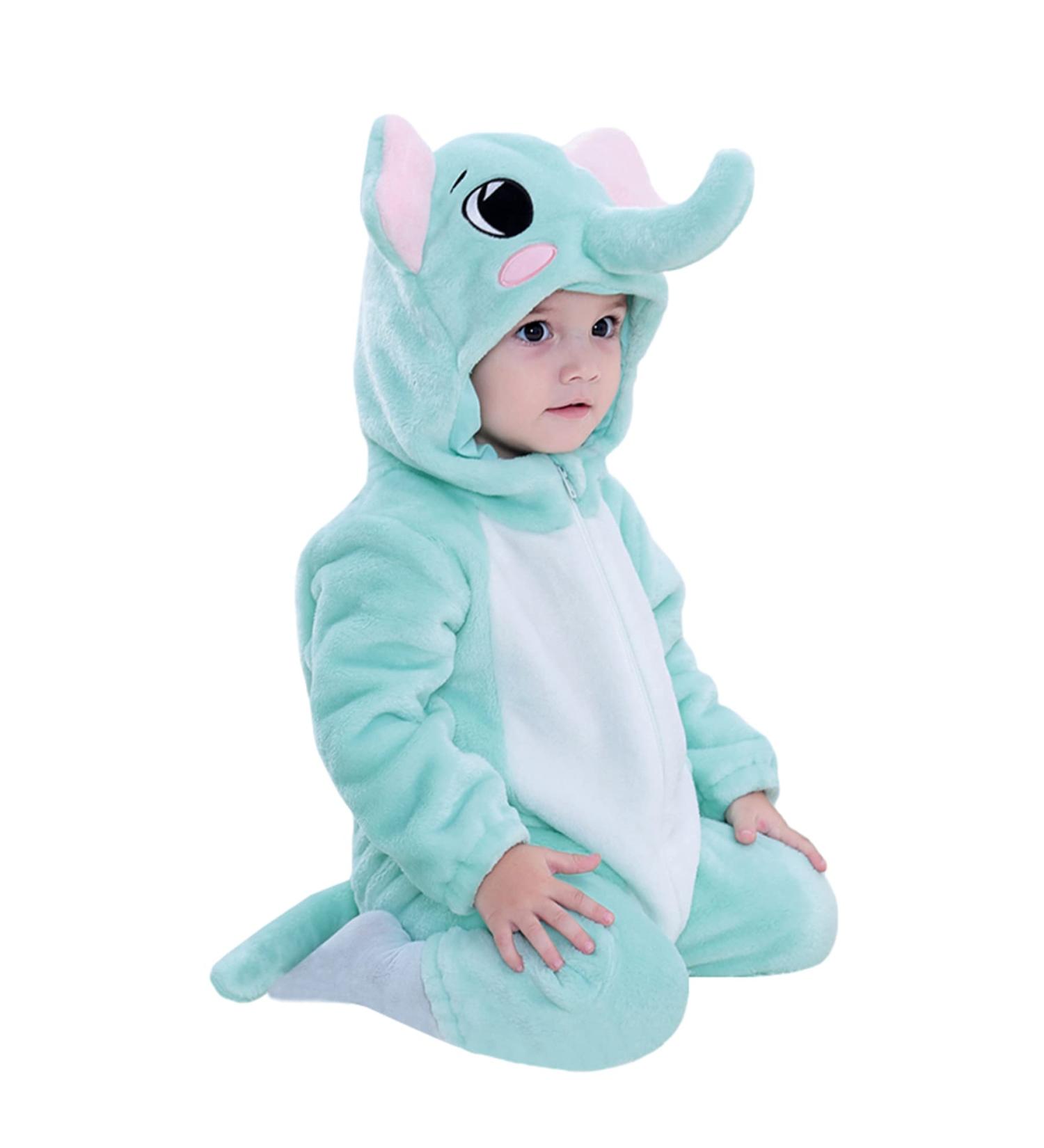 Doladola Baby Hooded Elephant Onesie | Newborn Loungewear Jumpsuit 6-12 Months - Buy Online on GoSupps.com