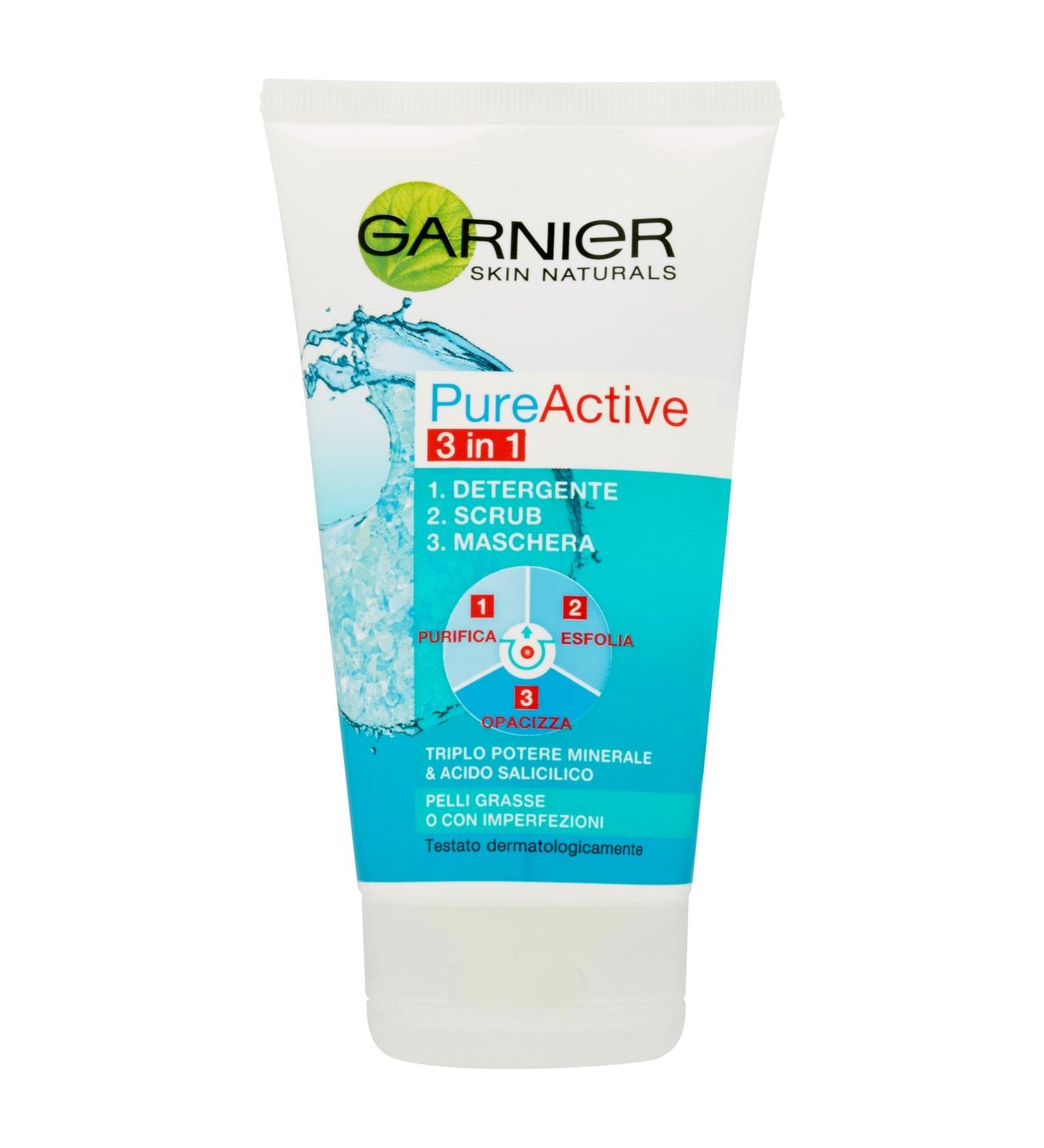 Garnier - Pure Active 3 in 1 - Gel Detergente Scrub Anti Imperfezioni 150 ml - Buy Online on GoSupps.com