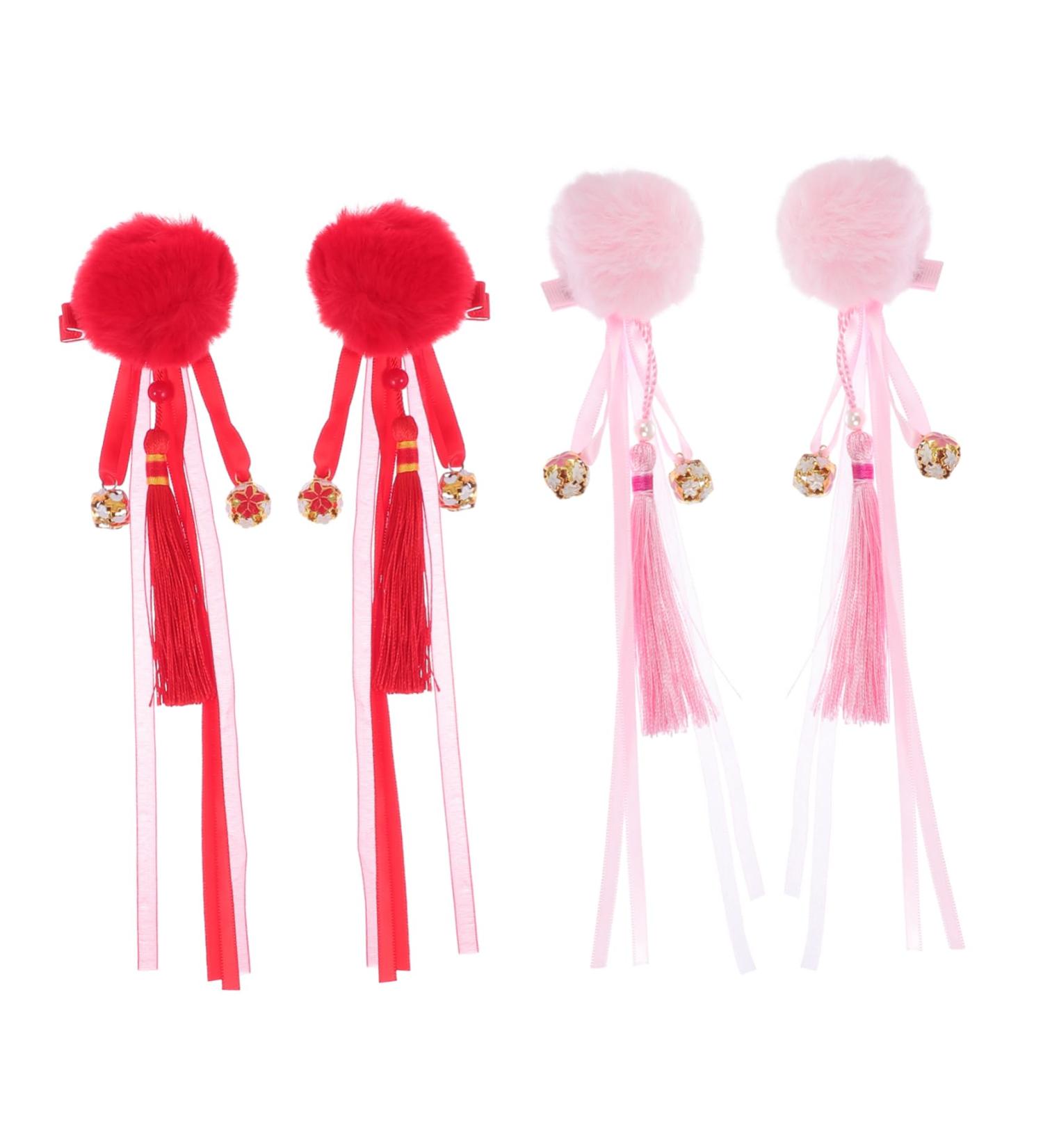 FRCOLOR 2 Pairs Antique Hairpin Pom Hair Clips Tassel Hairpin Red Pompoms Vintage Tassel Hair Clip Hanfu Hair Clips Hanfu Headwear Qipao Hair Clips Chinese Style Issue Card Child Fabric - Buy Online on GoSupps.com