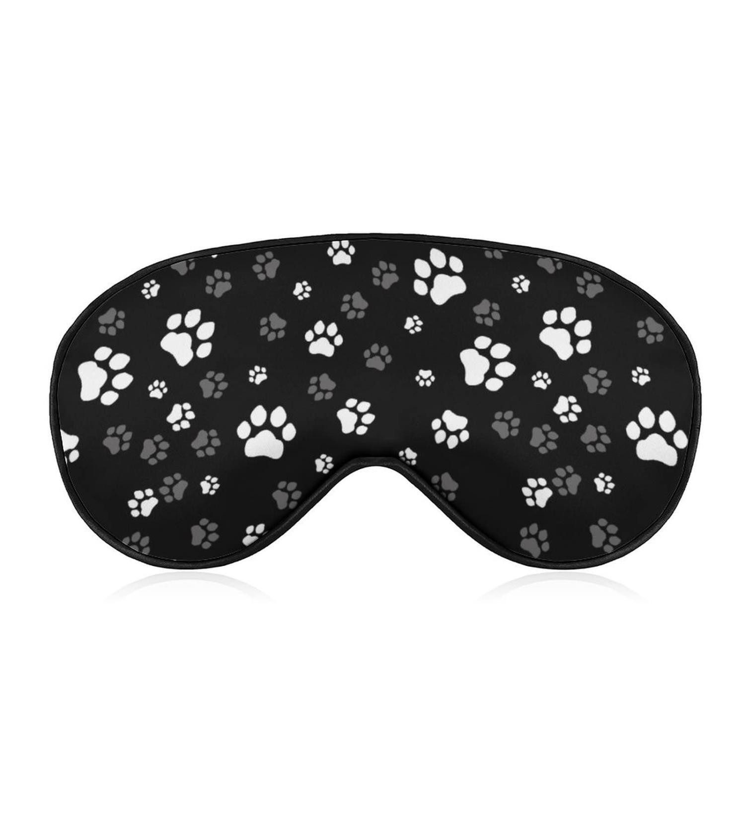 White Gray Paw Print Sleep Mask for Women | Adjustable Eye Shades with Elastic Strap - Perfect for Travel & Relaxation - Buy Online on GoSupps.com
