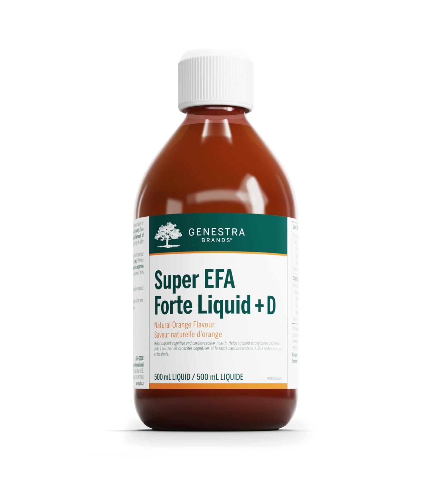 Genestra Brands - Super EFA Forte Liquid + D - Fish Oil Formula to Support Cognitive Cardiovascular and Joint Health - 500 ml Liquid - Natural Orange Flavour - Buy Online on GoSupps.com