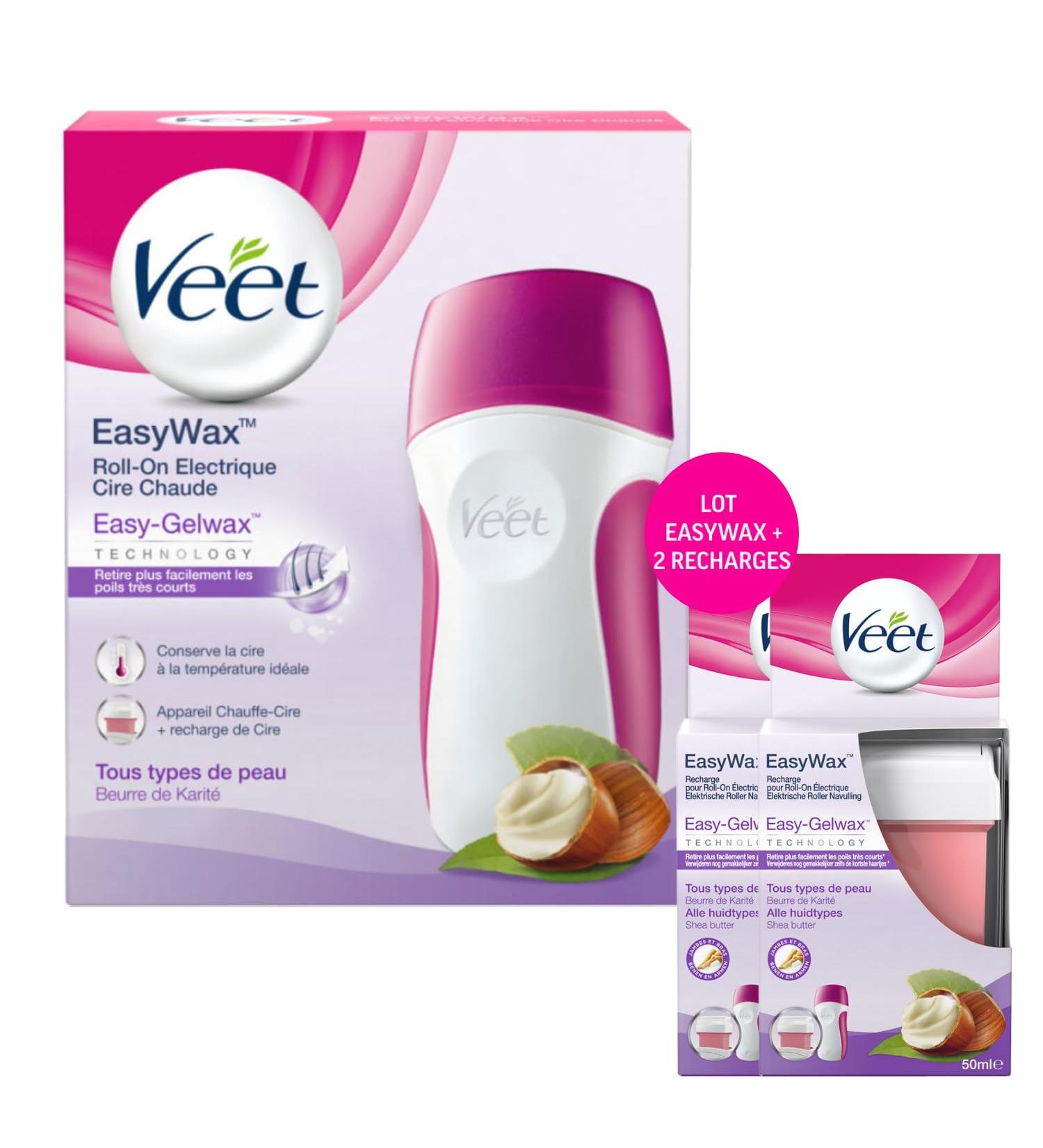Veet - EasyWax Roll-On - Pack of 1 Roll-On Device - 2 x Arm & Leg Refills 50 ml - Buy Online on GoSupps.com