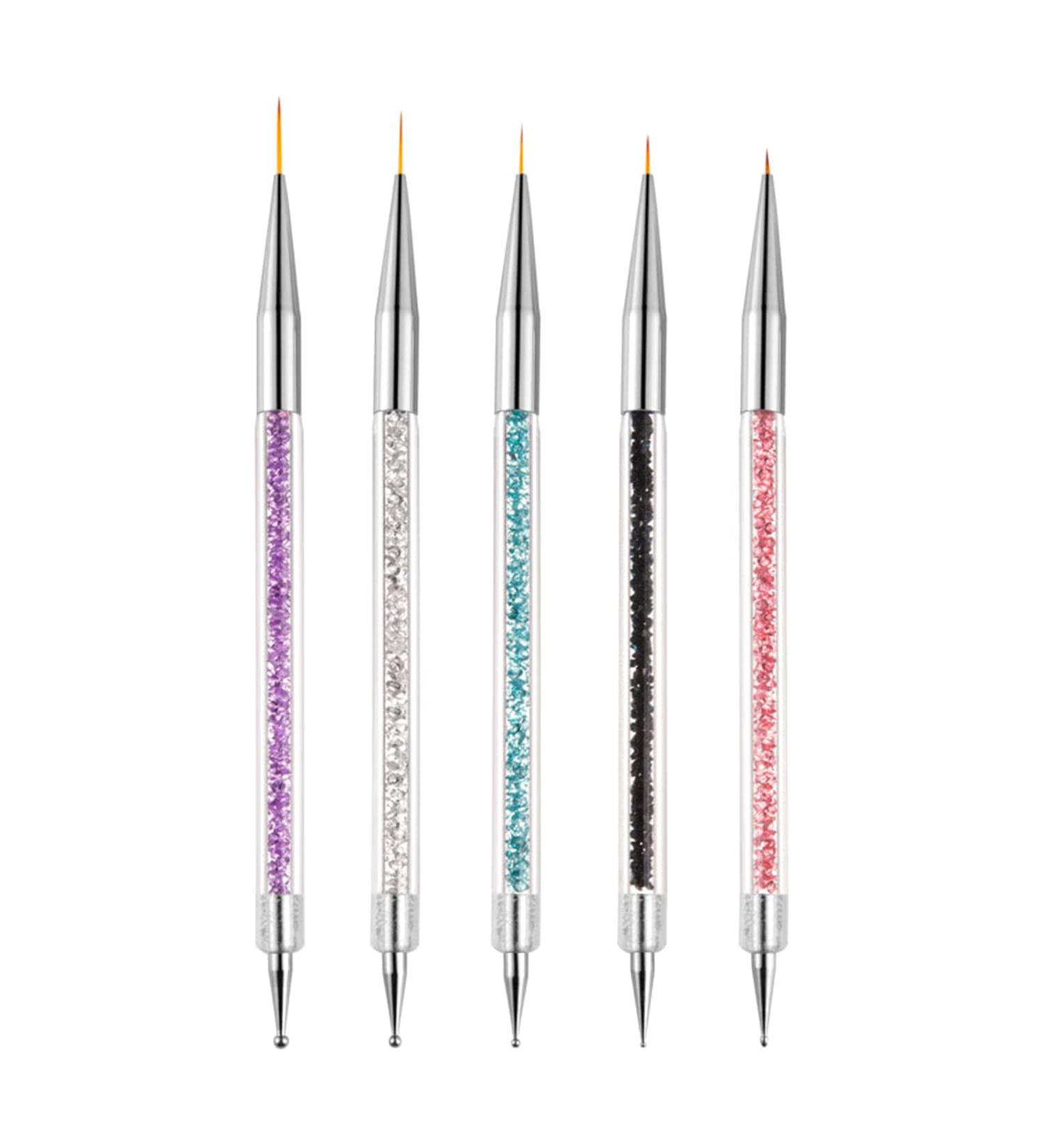 Hanyousheng 5pcs Double Ended Nail Art Brushes and Dotting Tools Set for DIY Nail Designs - Buy Online on GoSupps.com