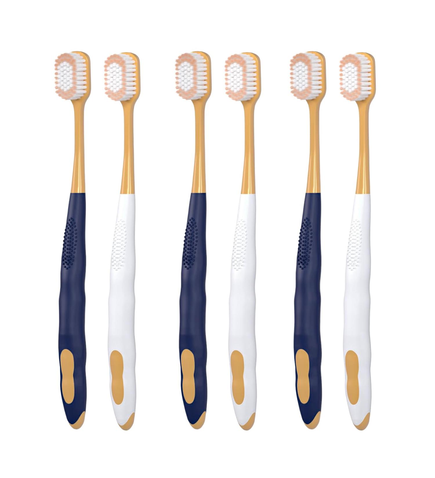 Rurunklee Extra Soft Toothbrushes for Adults - Six-Pack Ultra-Soft Wide Head Design - Buy Online on GoSupps.com