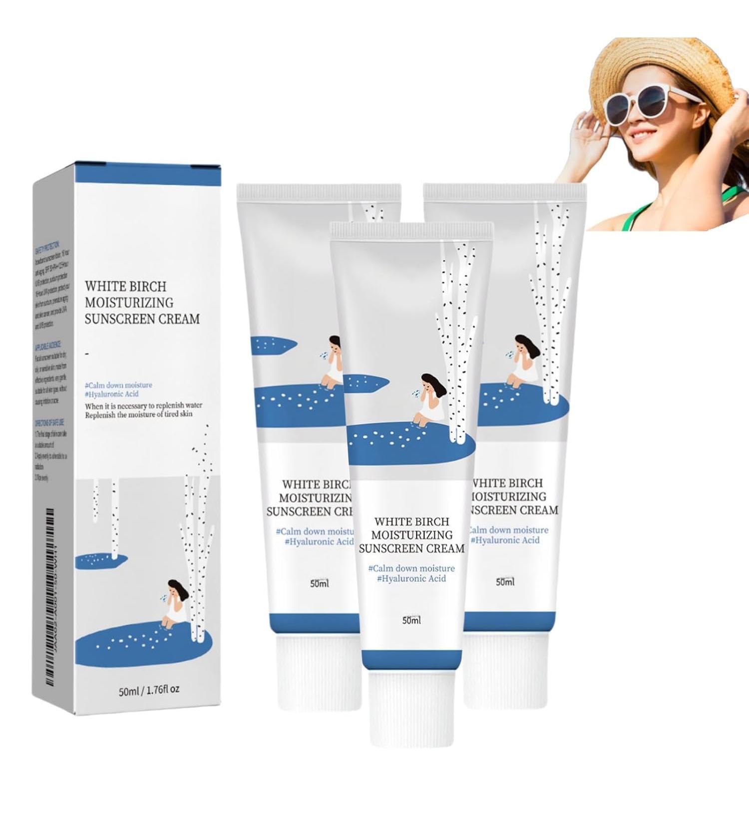 VUIPAJQC Birch Juice Moisturizing Sun Cream Anti-UV Sun Protection SPF 50+ Strong UV Protection Water-Resistant and Non-Greasy - Buy Online on GoSupps.com