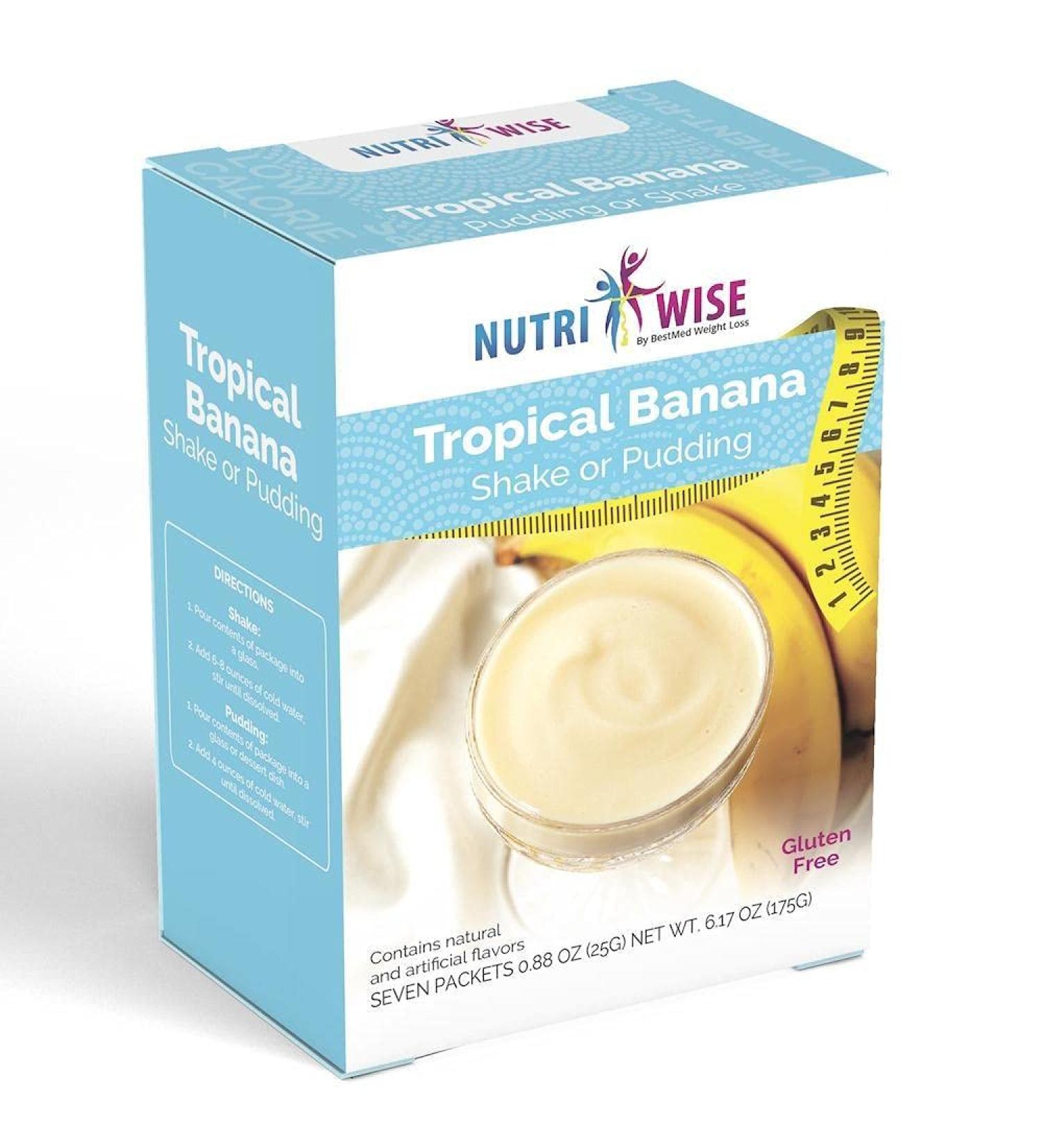 NutriWise Banana High Protein Diet Shake & Pudding - Low Calorie, Fat Free, Low Sugar (7/Box) - Buy Online on GoSupps.com