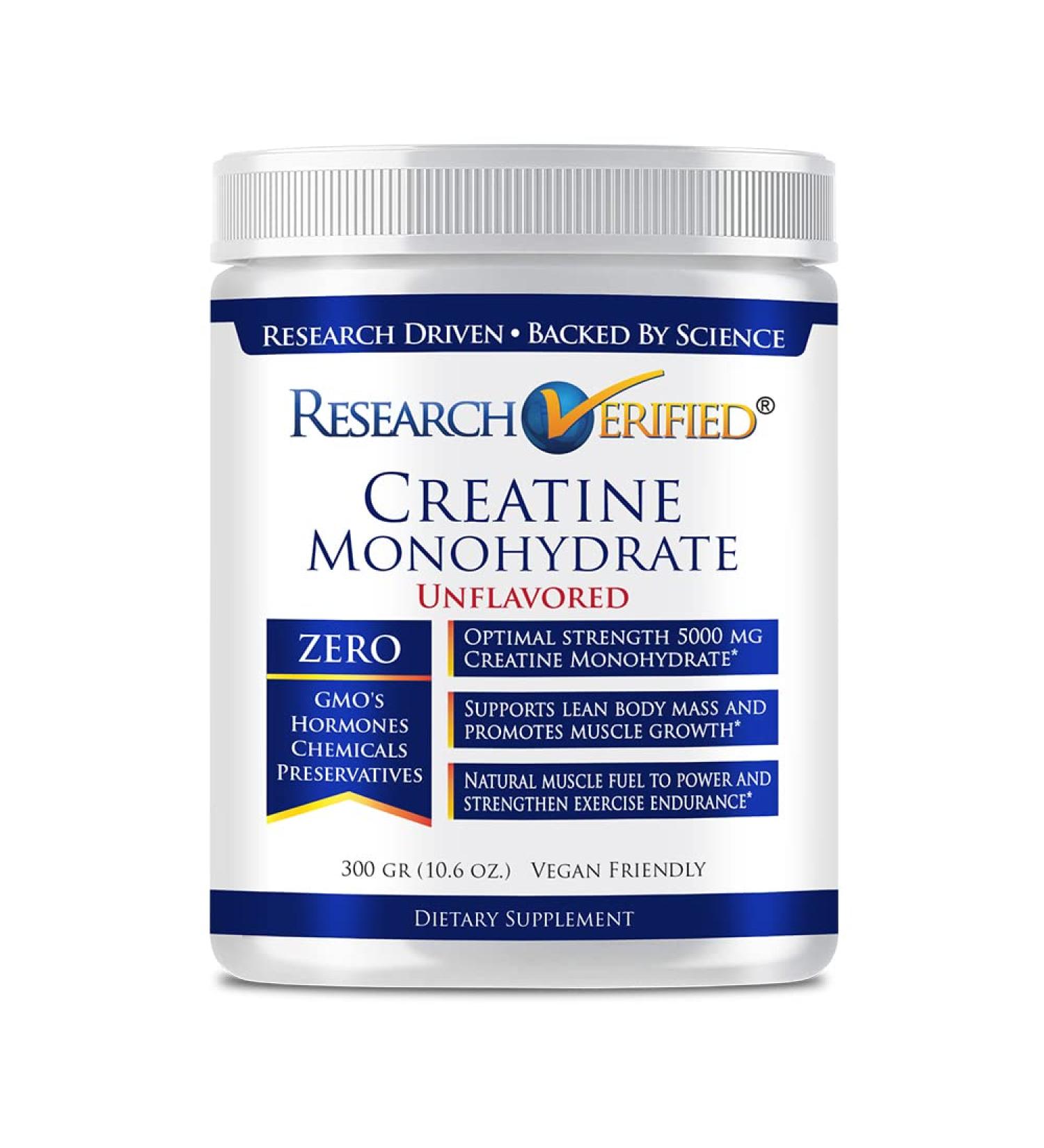 Research Verified Creatine Monohydrate - 5000mg for Optimal Muscle Growth & Performance - 60 Servings Unflavored Vegan Enhanced with BioPerine - International Shipping Available - Buy Online on GoSupps.com