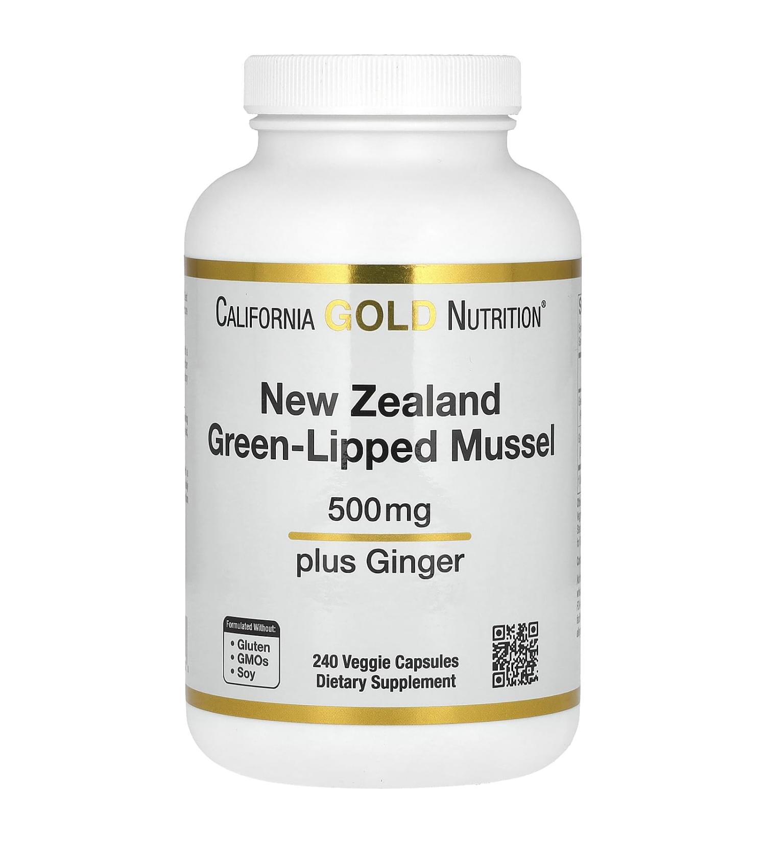 California Gold Nutrition Green-Lipped Mussel with Ginger - 500mg | 240 Veggie Capsules - Premium Joint Support & Omega-3s - Buy Online on GoSupps.com