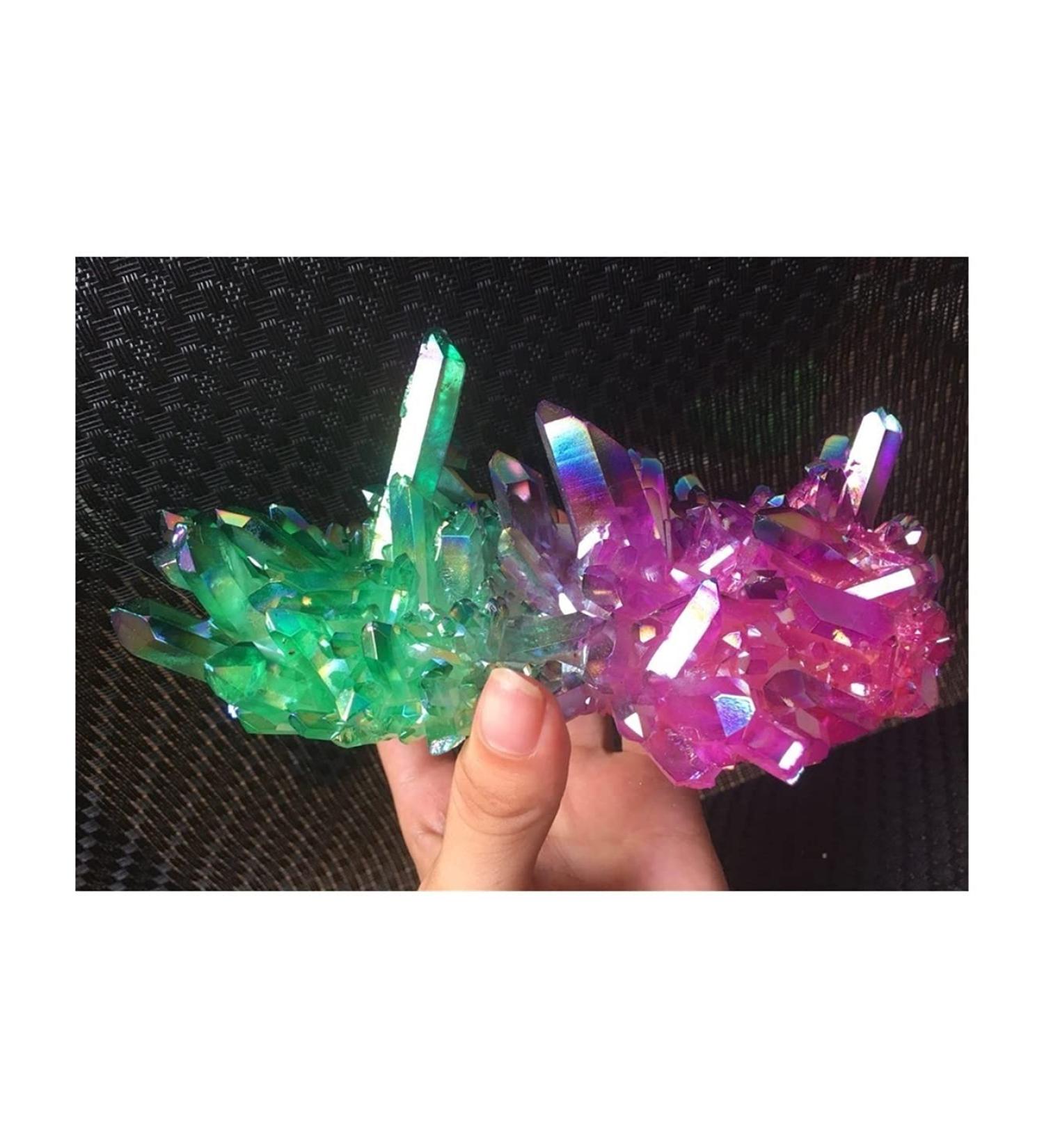 Natural Crystal Rough Crystal Amazing Stone Green Purple Aura Angel Quartz Crystal Titanium Bismuth Silicon Cluster Rainbows Natural Stones and Minerals - Buy Online on GoSupps.com