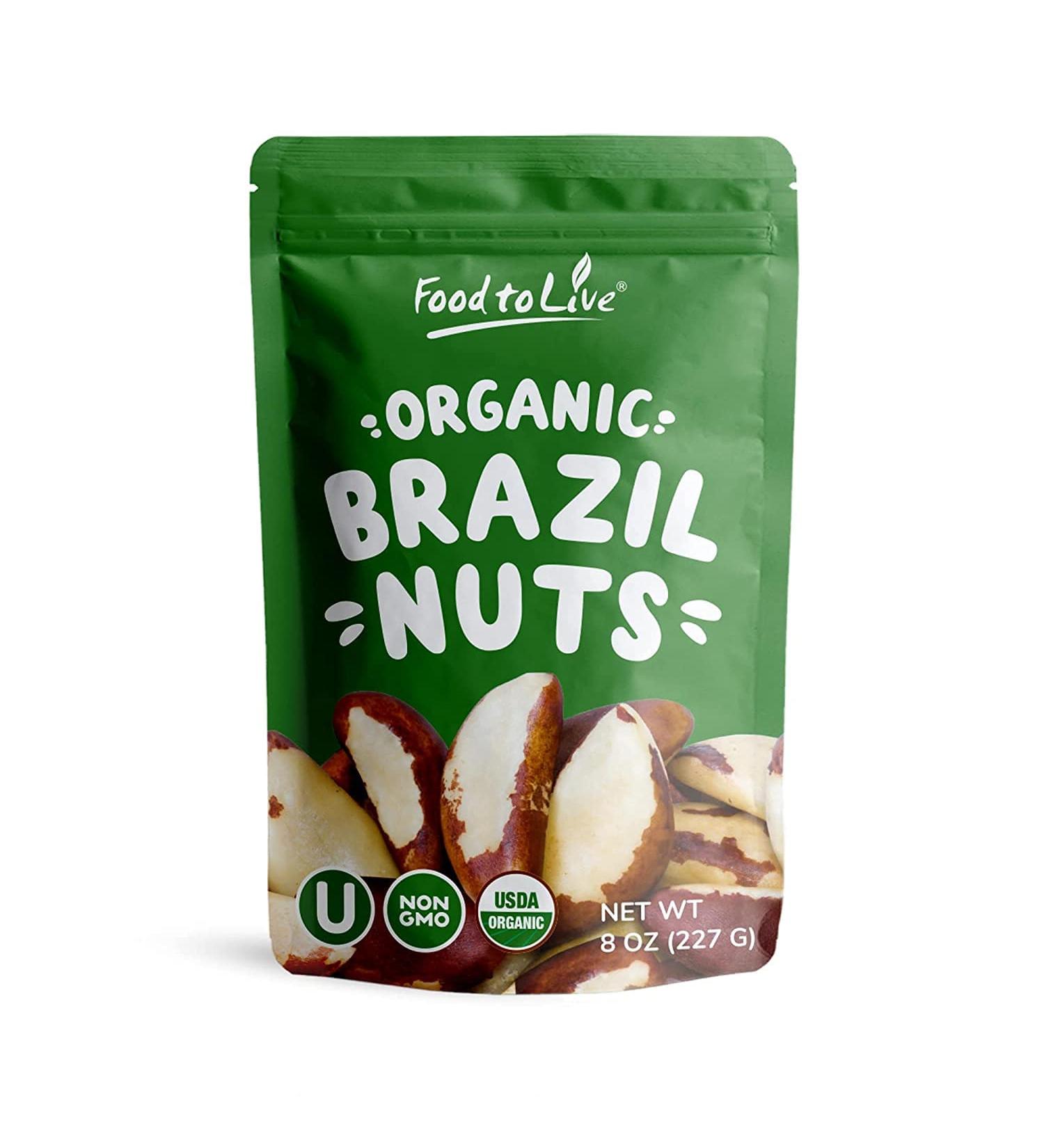 Organic Dry Roasted Brazil Nuts 8 oz | Non-GMO Whole Unsalted Oven Roasted | Vegan Kosher Bulk Snack - High Protein Selenium Fatty Acids - Keto-Friendly Crunchy Vegan Snack 8oz - Buy Online on GoSupps.com