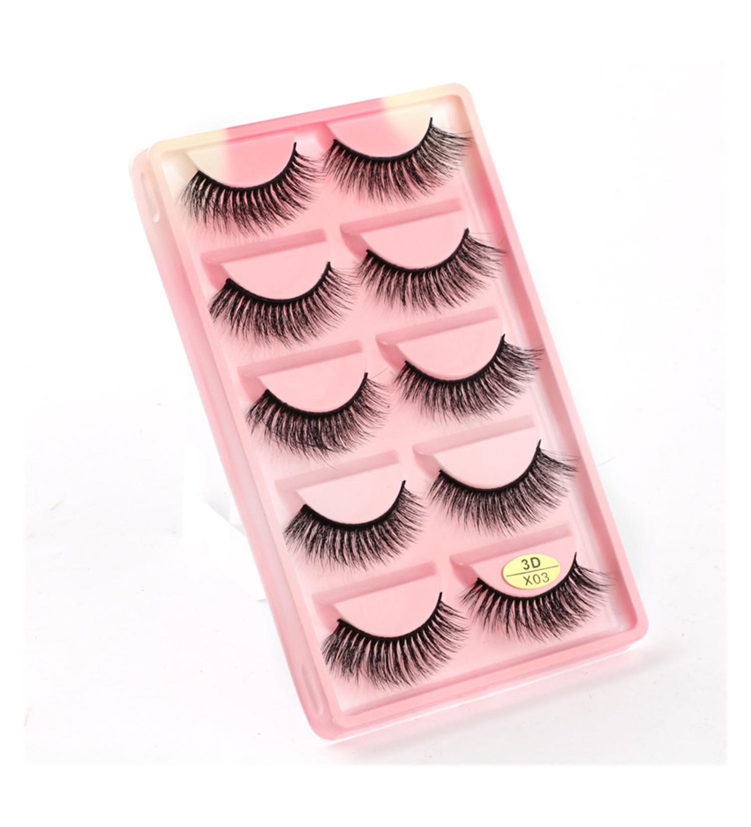 UAMOU 10/50/100 Boxes Mink Eyelashes Fluffy 3D Mink Lashes Makeup Natural Long Volume False Eyelashes Bulk Faux Cils Custom Cheerfully (Color : 5 Pairs X03CS Size : 10 Boxes) - Buy Online on GoSupps.com