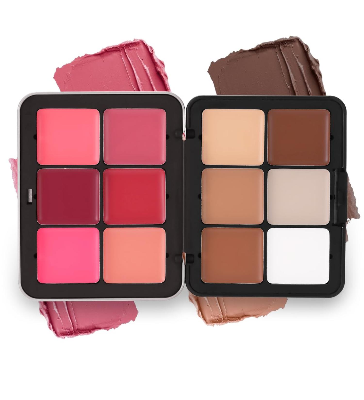 CARL Cremig Contour Blush Palette 12 colors concealer blush contour palettes 6 blush + 6 contouring concealer makeup creamy blush matte buildable - Buy Online on GoSupps.com