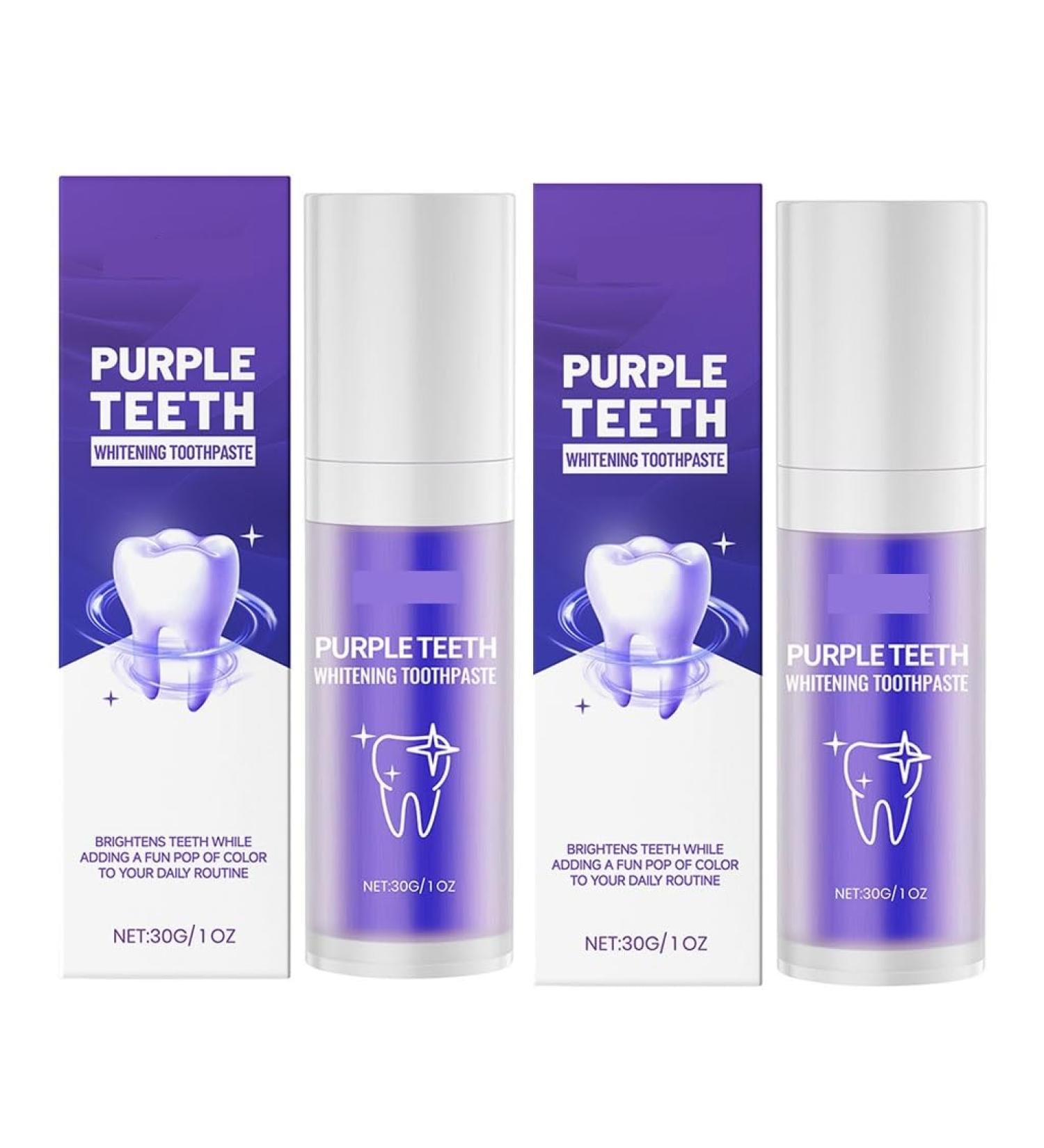 Purple Toothpaste Gradually Brightens Teeth for A Radiant Smile Delivers Lasting Fresh Breath and is Convenient for Daily Morning and Evening Use(2pcs) - Buy Online on GoSupps.com