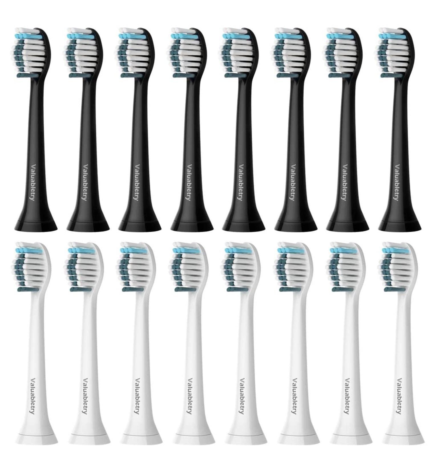16-Pack Philips Sonicare Compatible Whitening Clean Replacement Brush Heads - 8 White & 8 Black - Buy Online on GoSupps.com