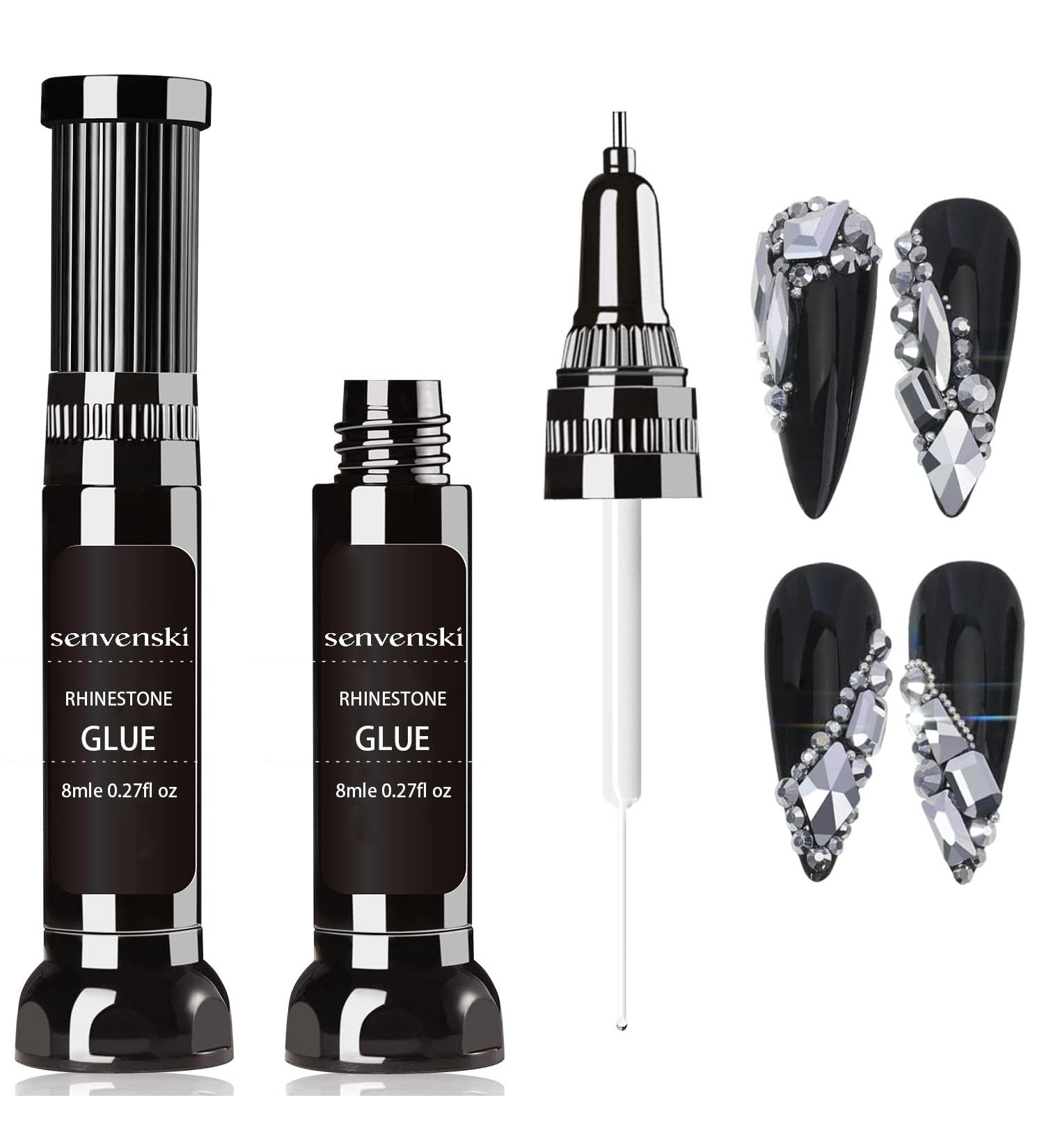 Senvenski Nail Rhinestone Glue Gel Set - 8ml x 2 with Brush & Pen Tip for Nail Art Decorations - Buy Online on GoSupps.com