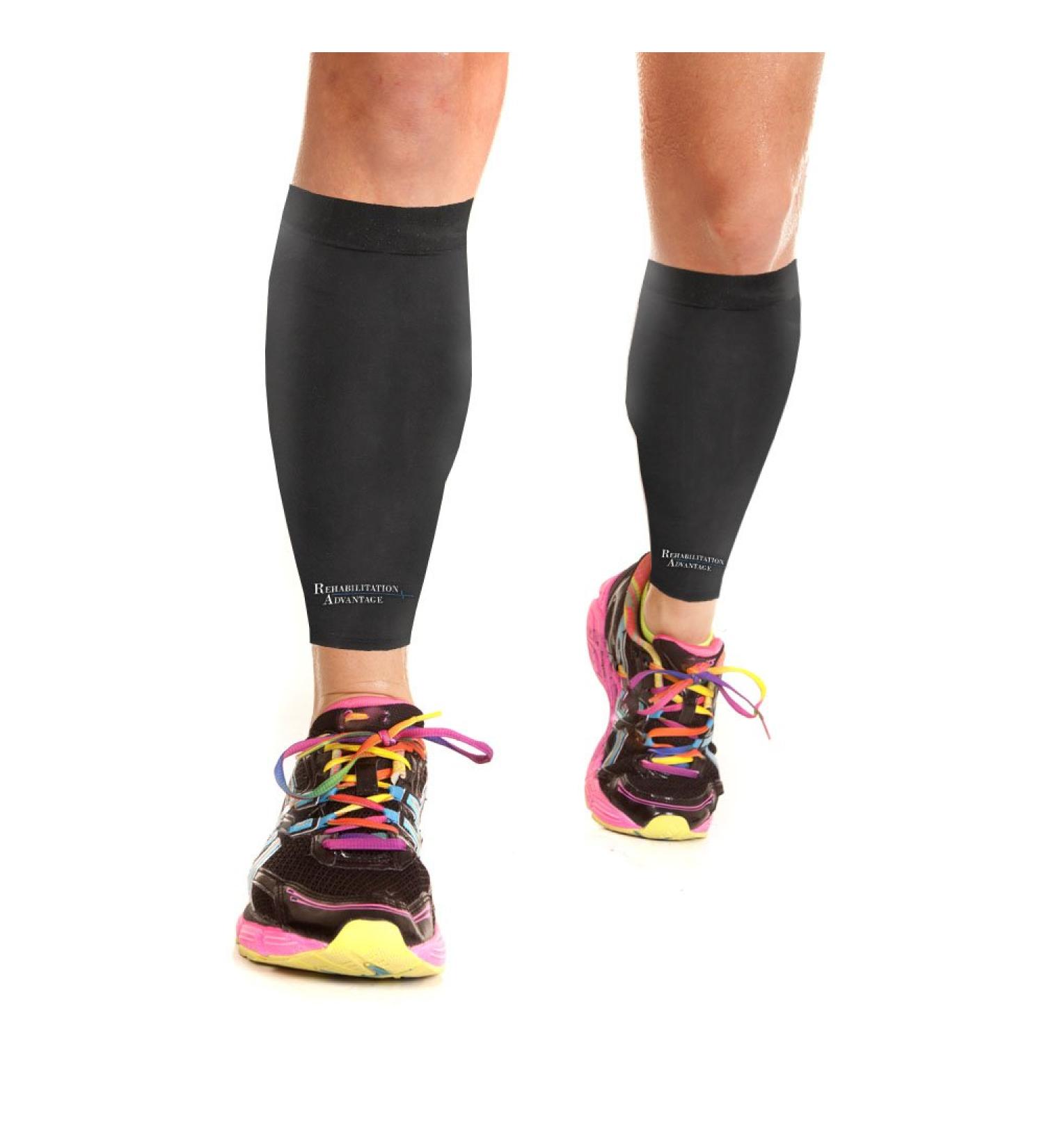 Rehabilitation Advantage Copper Infused Calf & Shin Compression Sleeves - Large Pair for Enhanced Recovery & Support - Buy Online on GoSupps.com